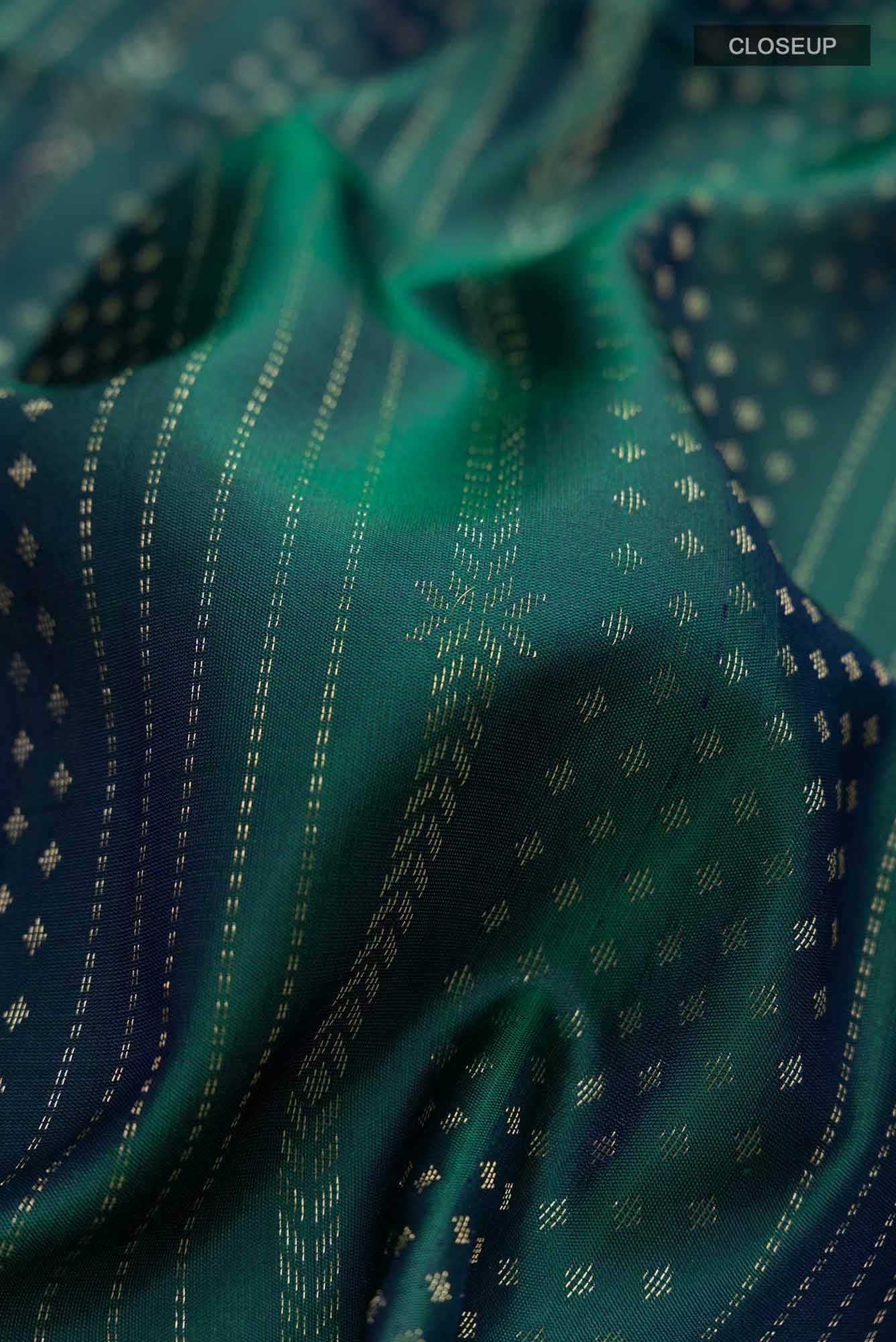 Green with Blue Dual Tone Soft Silk Saree