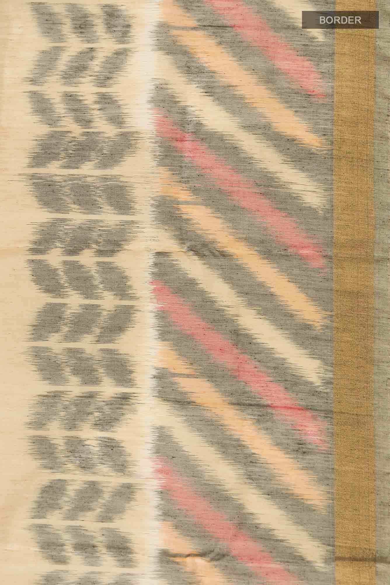 Beige Silk Cotton Saree