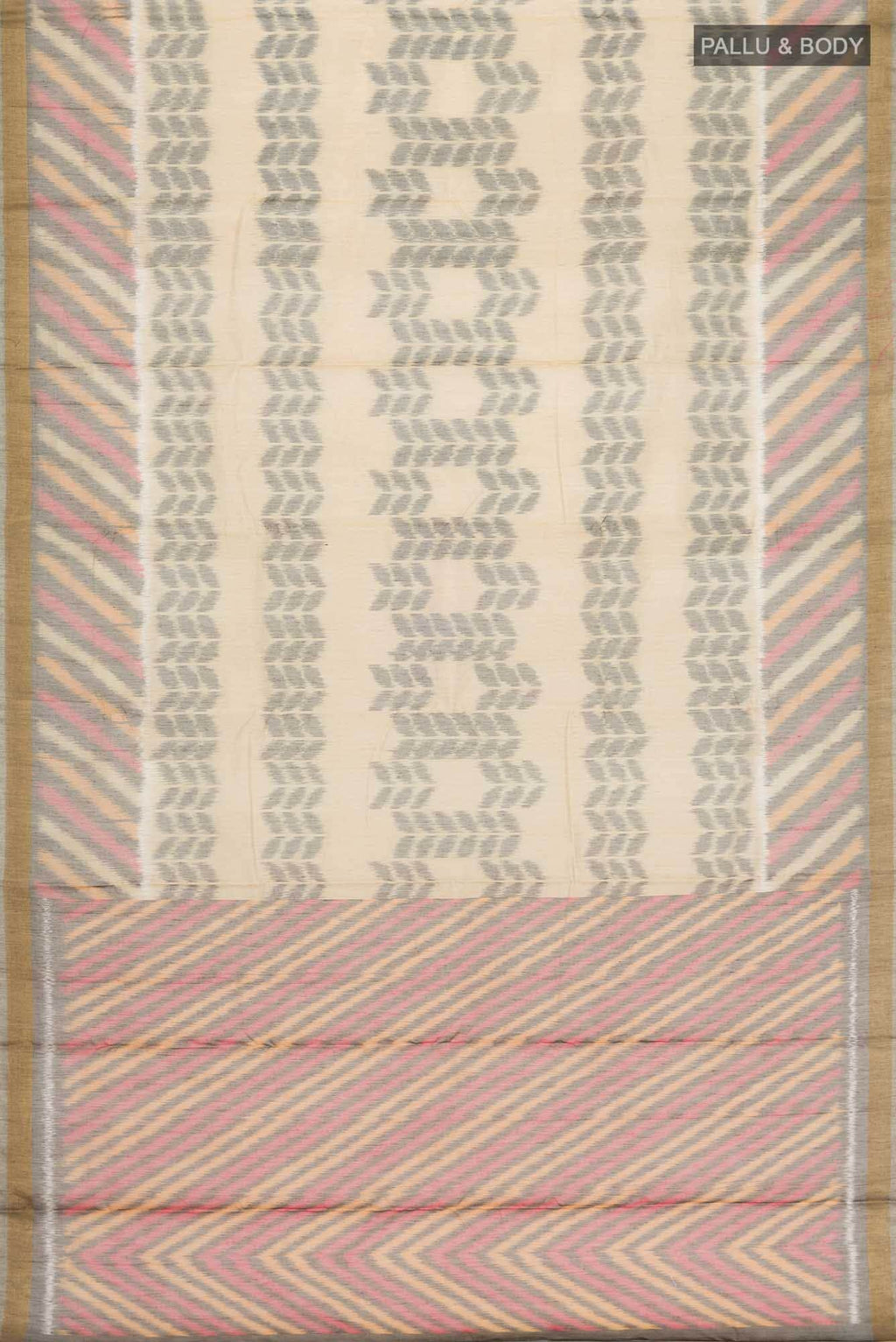Beige Silk Cotton Saree