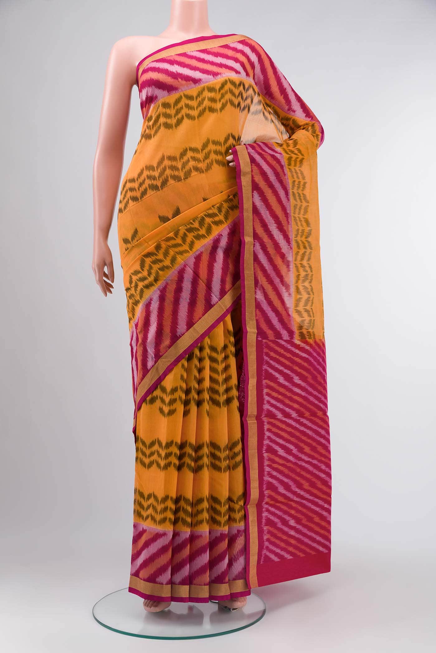 Orange Silk Cotton Saree