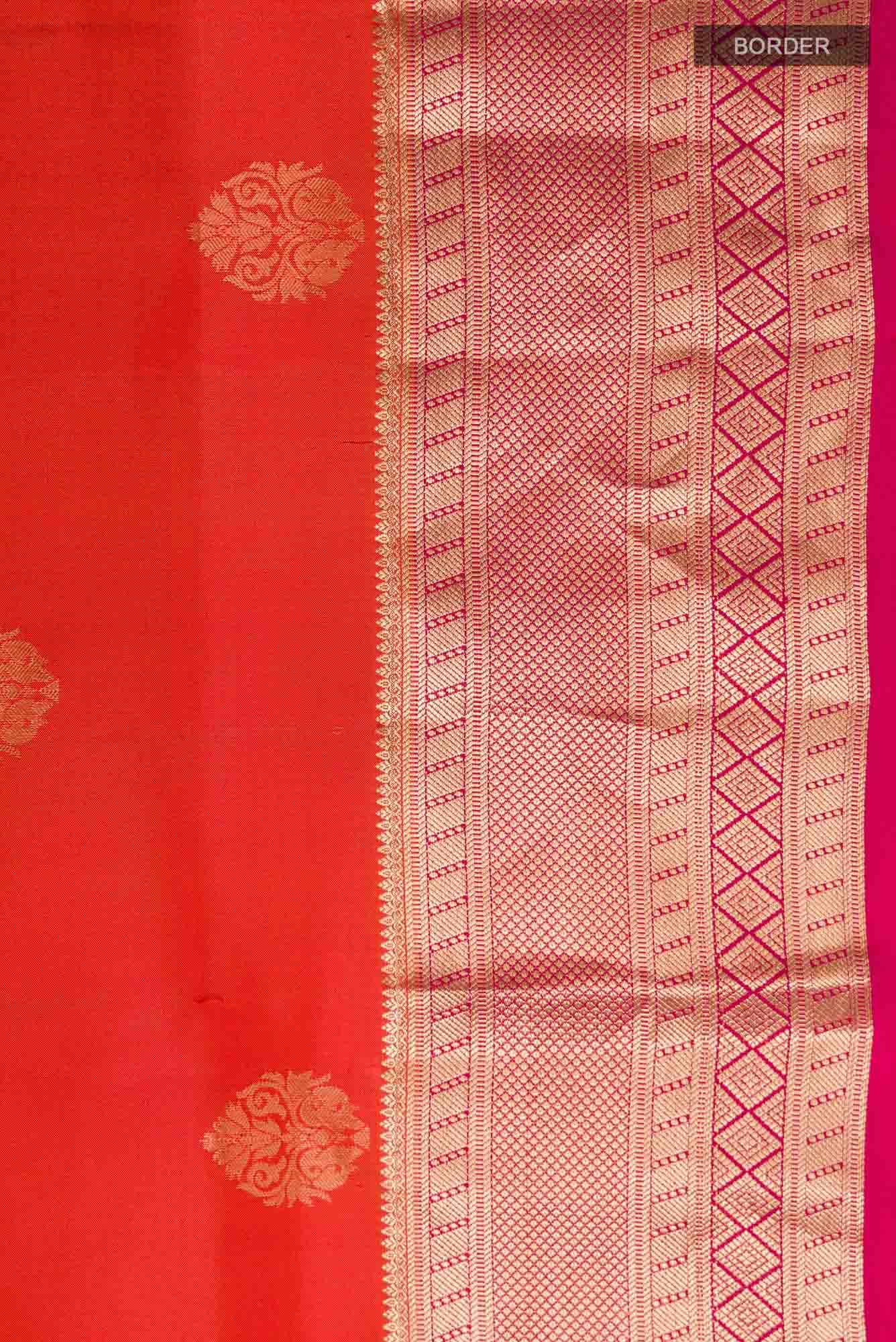 Orange with Pink Dual Tone Soft Silk Saree