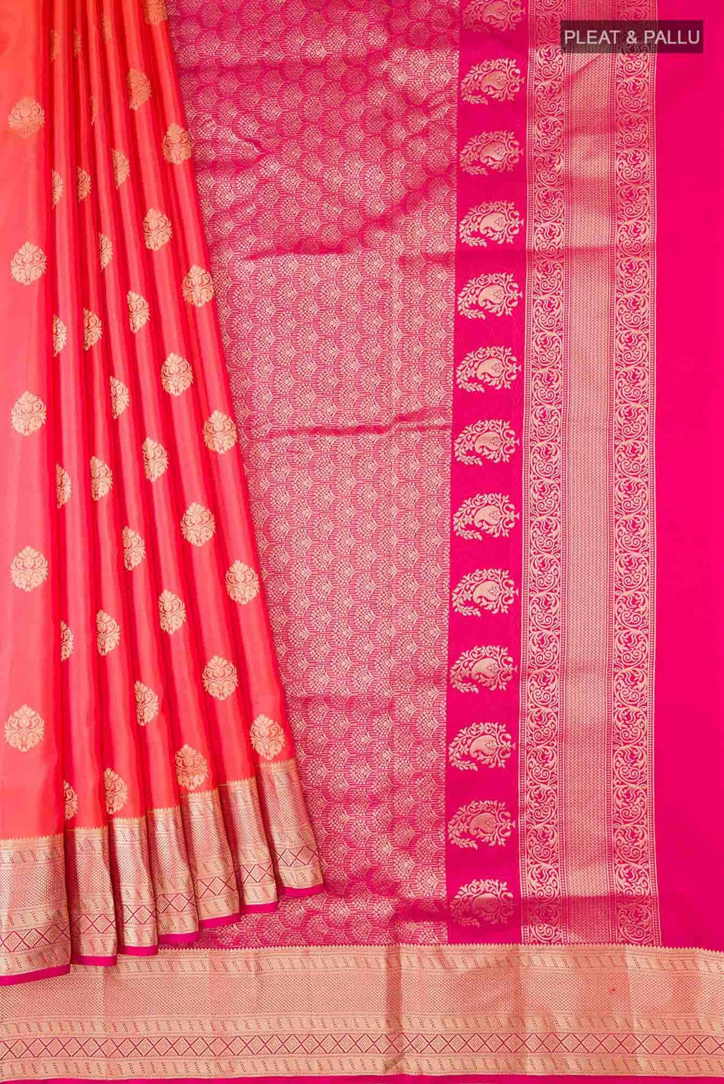 Orange with Pink Dual Tone Soft Silk Saree