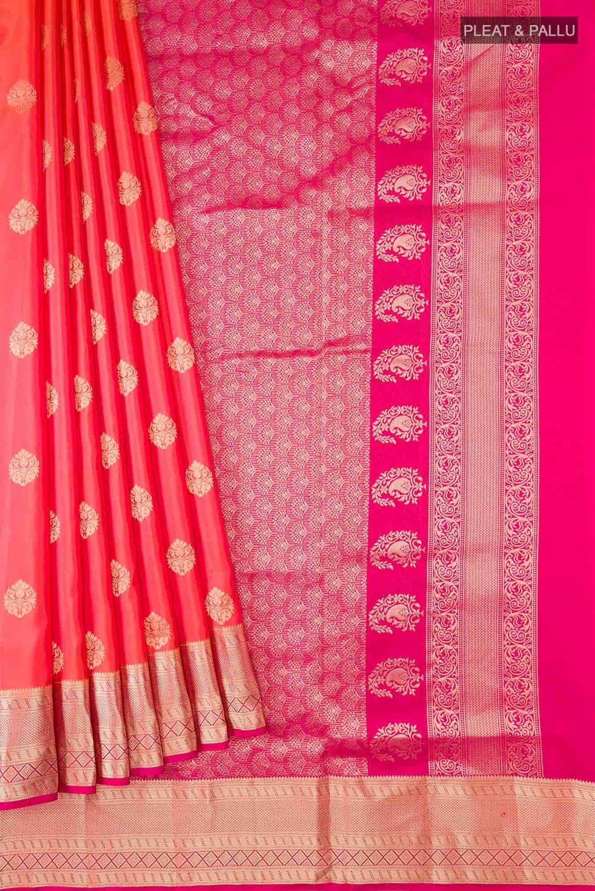 Orange with Pink Dual Tone Soft Silk Saree