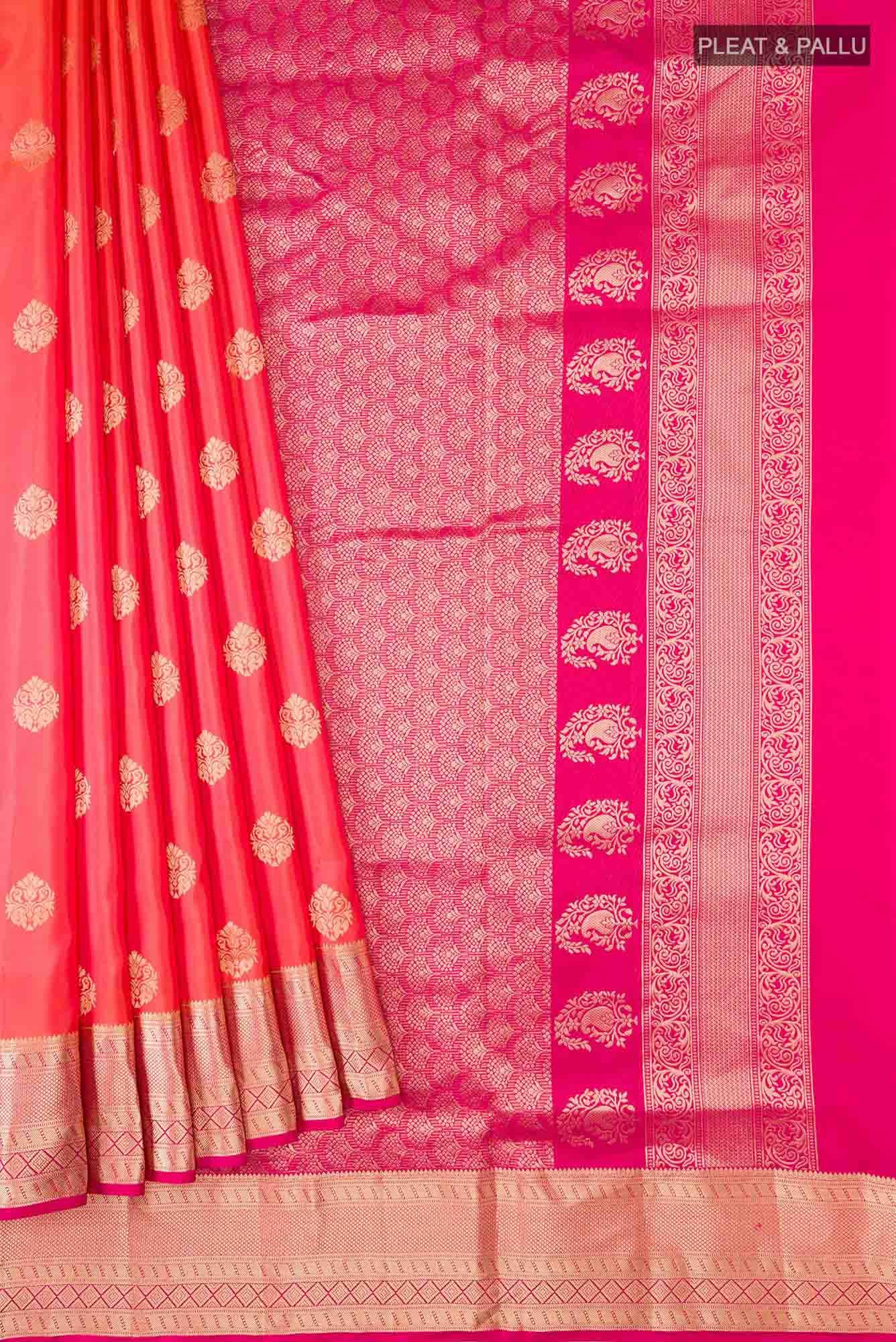 Orange with Pink Dual Tone Soft Silk Saree