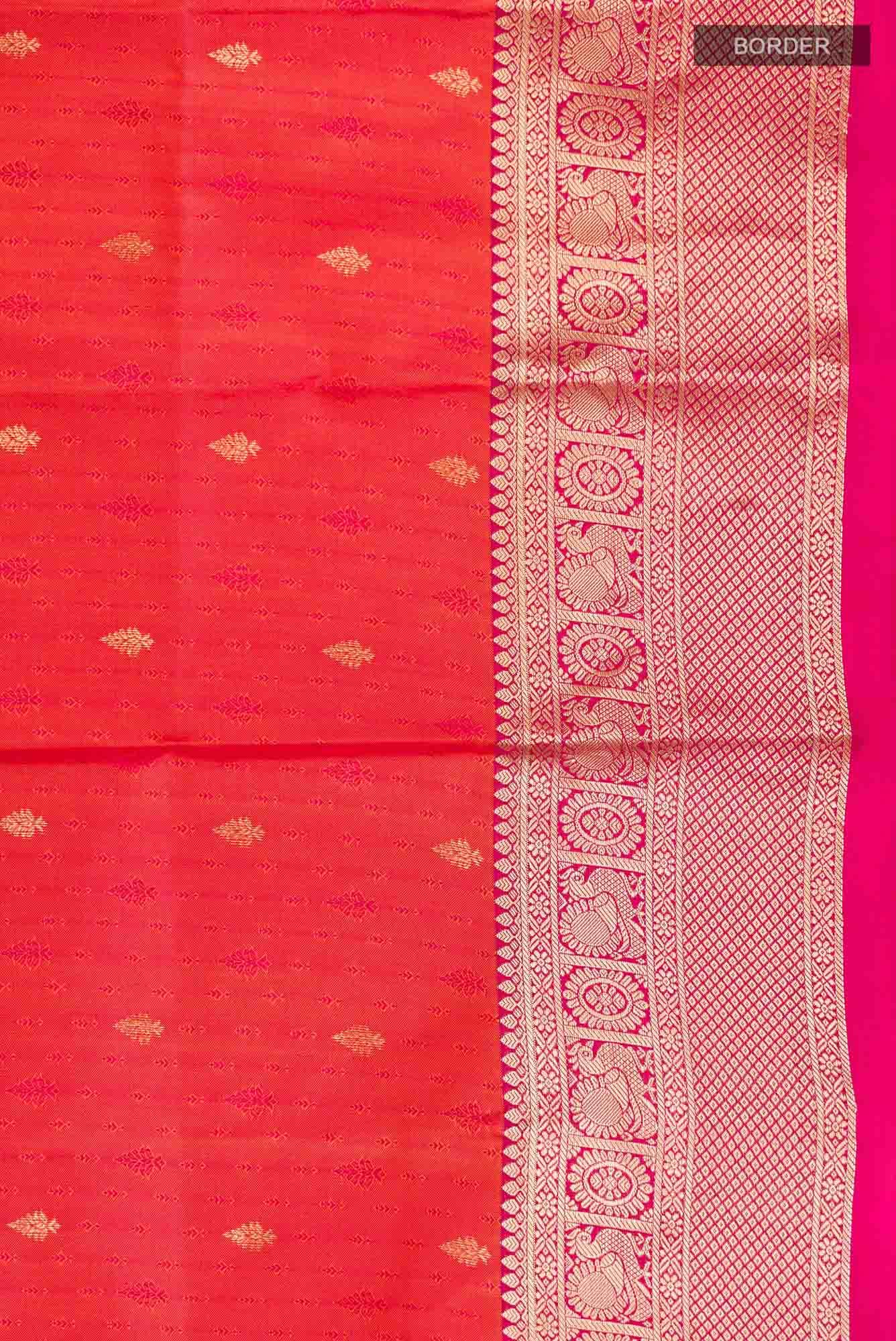 Pink with Orange Dual Tone Soft Silk Saree