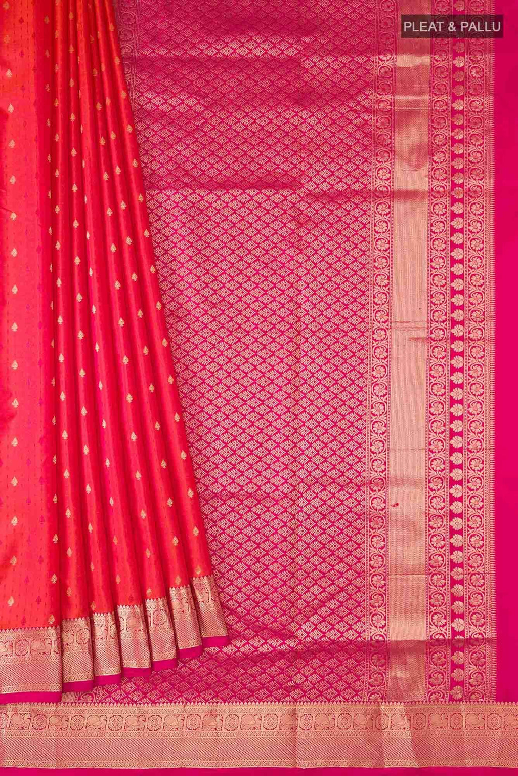 Pink with Orange Dual Tone Soft Silk Saree