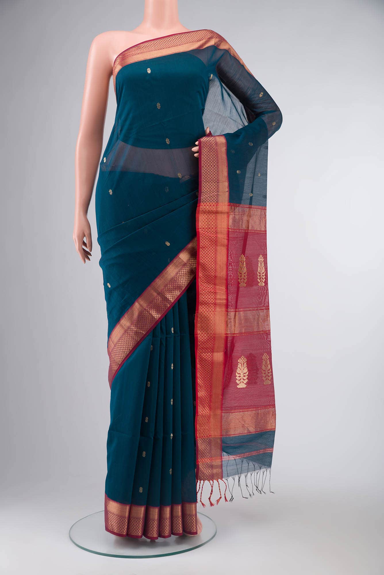 Blue Maheshwari Silk Cotton Saree