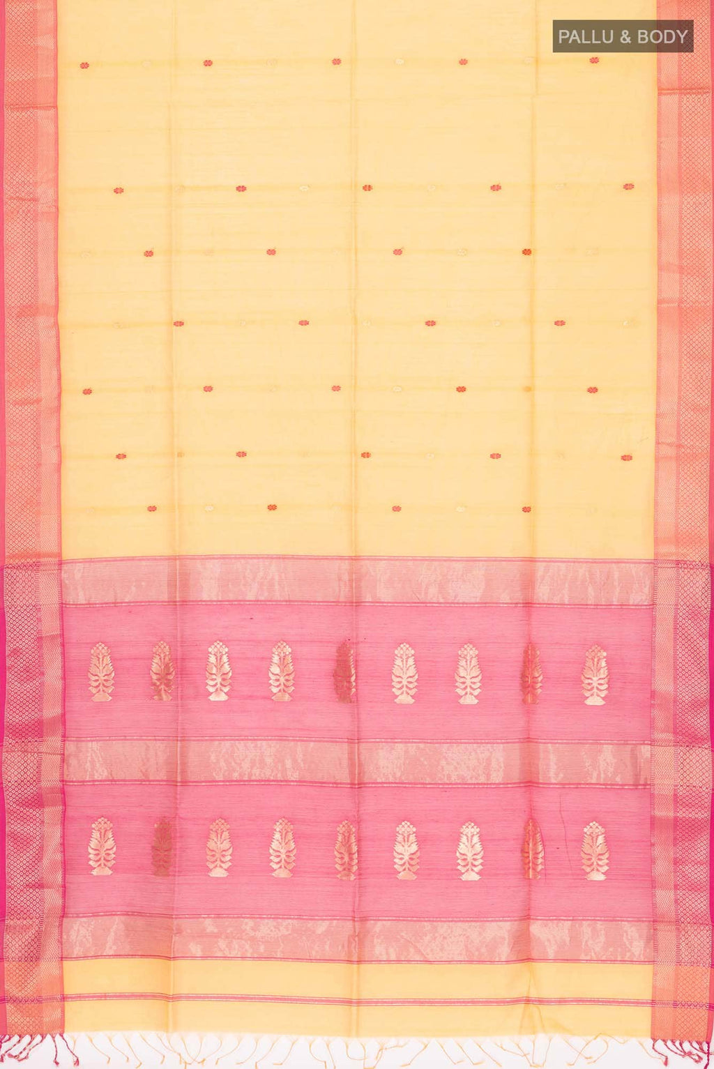 Yellow Maheshwari Silk Cotton Saree