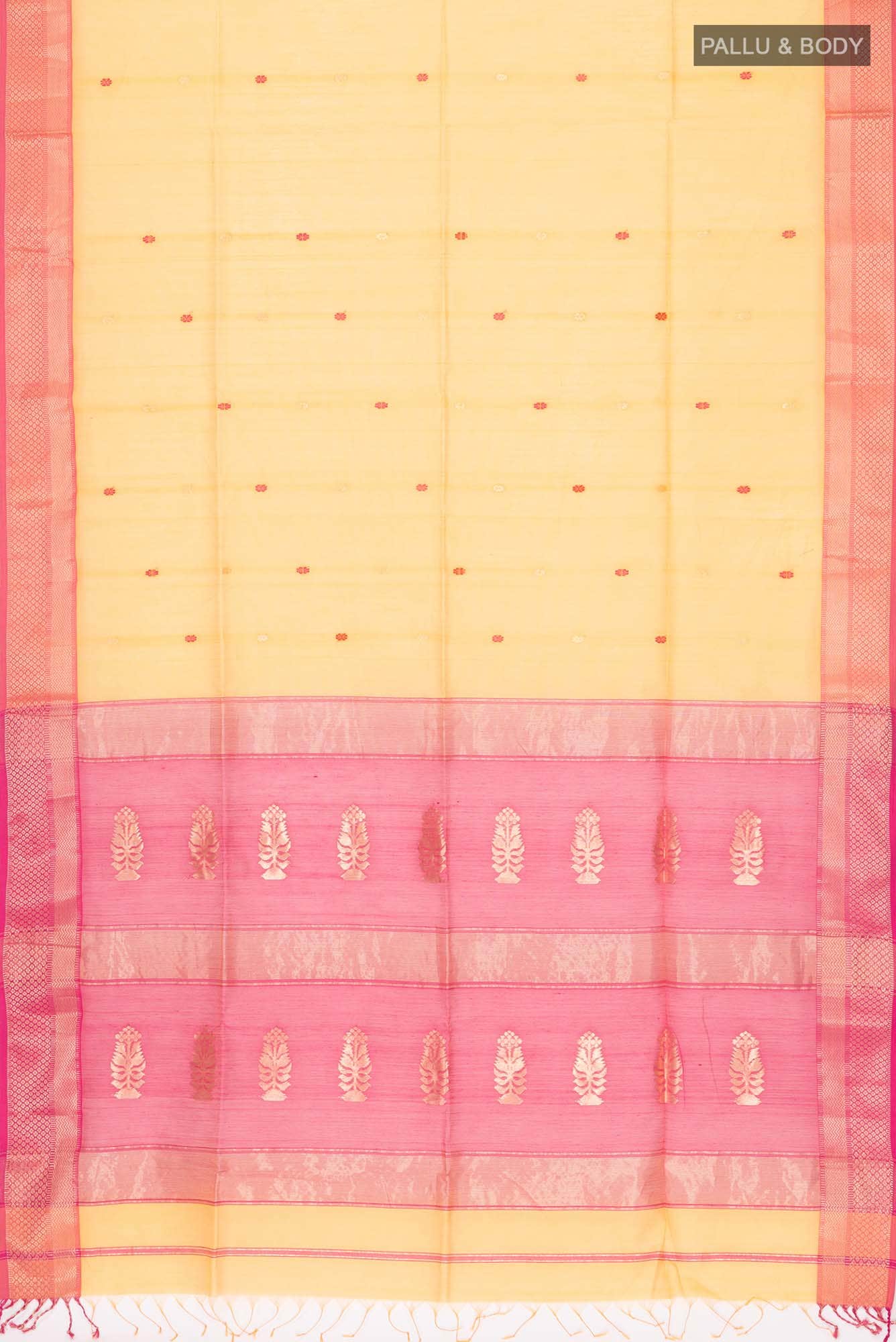 Yellow Maheshwari Silk Cotton Saree