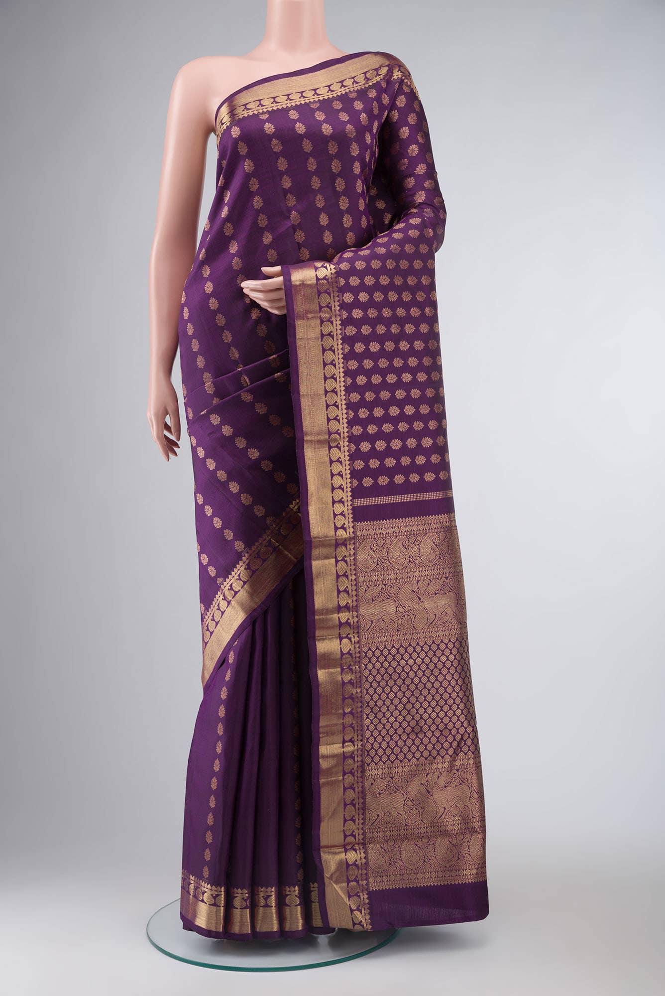 Pure Silk Pure Zari Purple Kanchipuram Saree