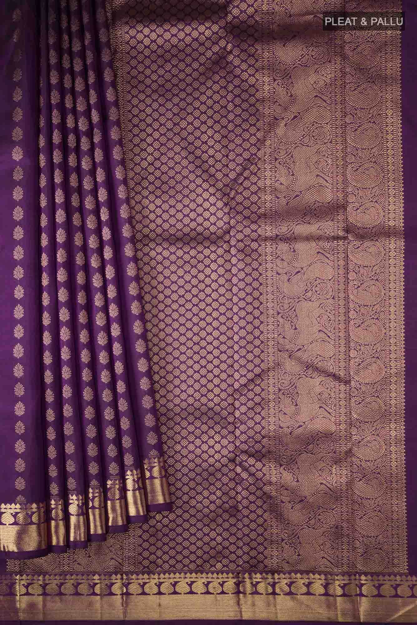 Pure Silk Pure Zari Purple Kanchipuram Saree