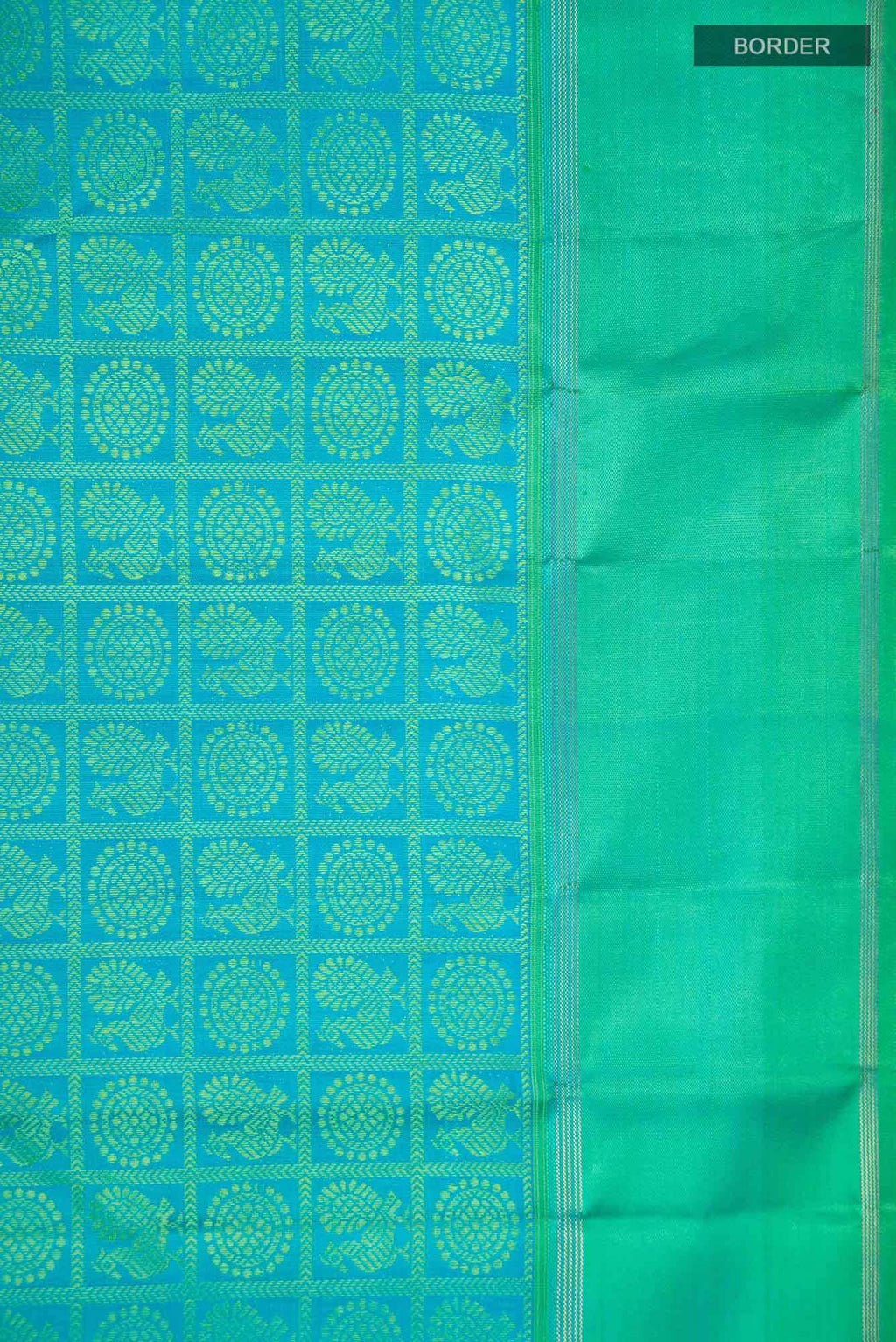 Pure Silk Pure Zari Blue Kanchipuram Saree