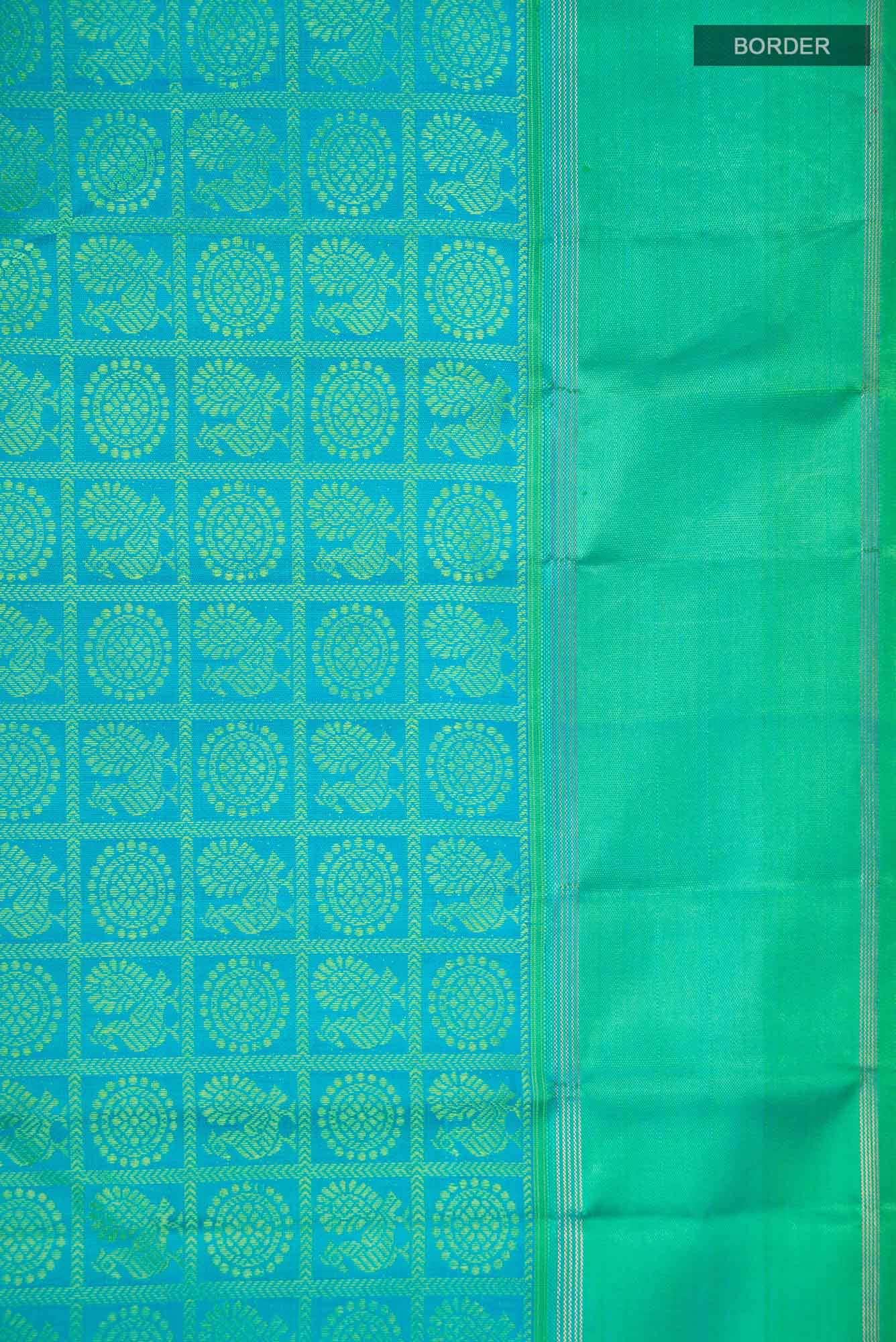 Pure Silk Pure Zari Blue Kanchipuram Saree