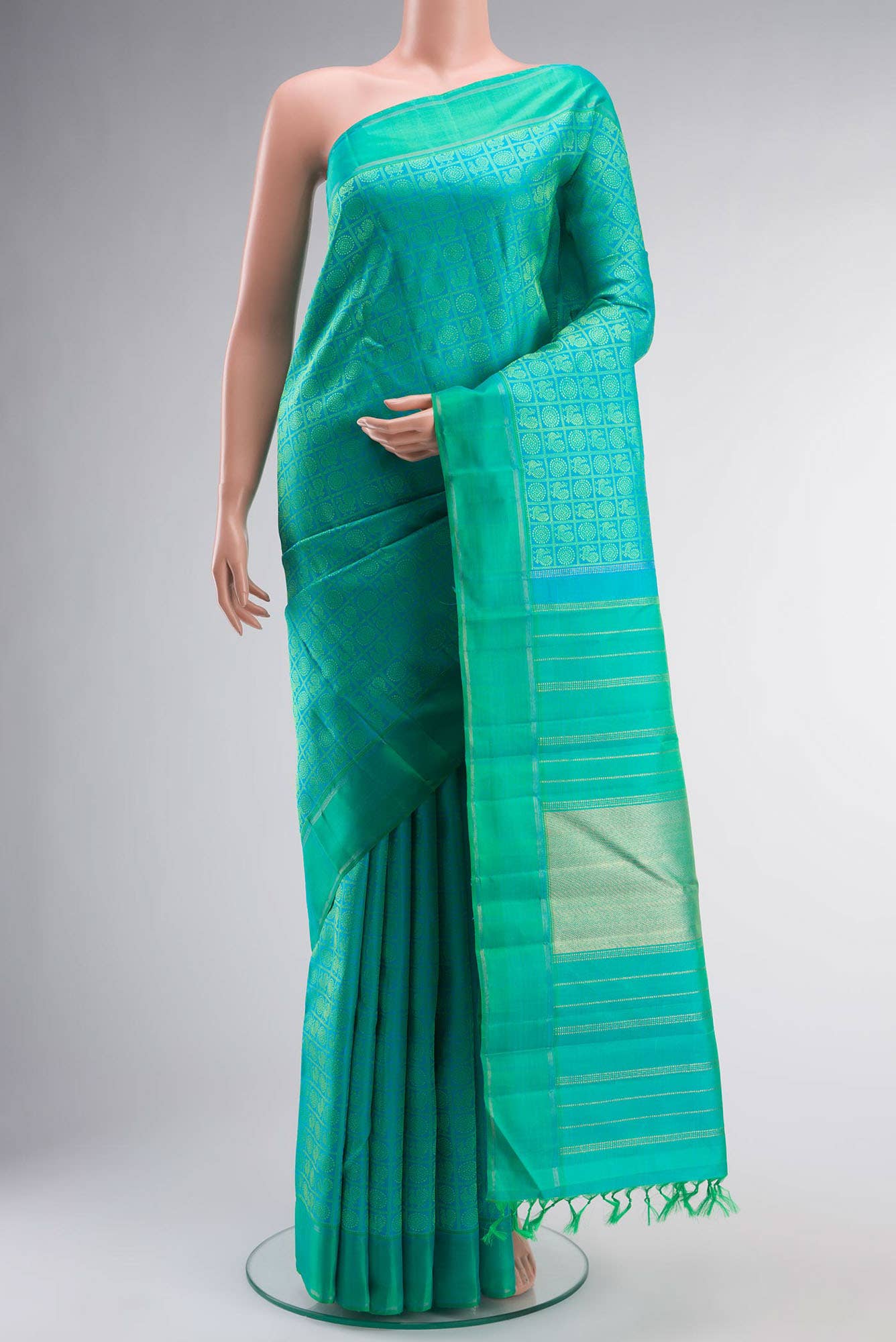 Pure Silk Pure Zari Blue Kanchipuram Saree