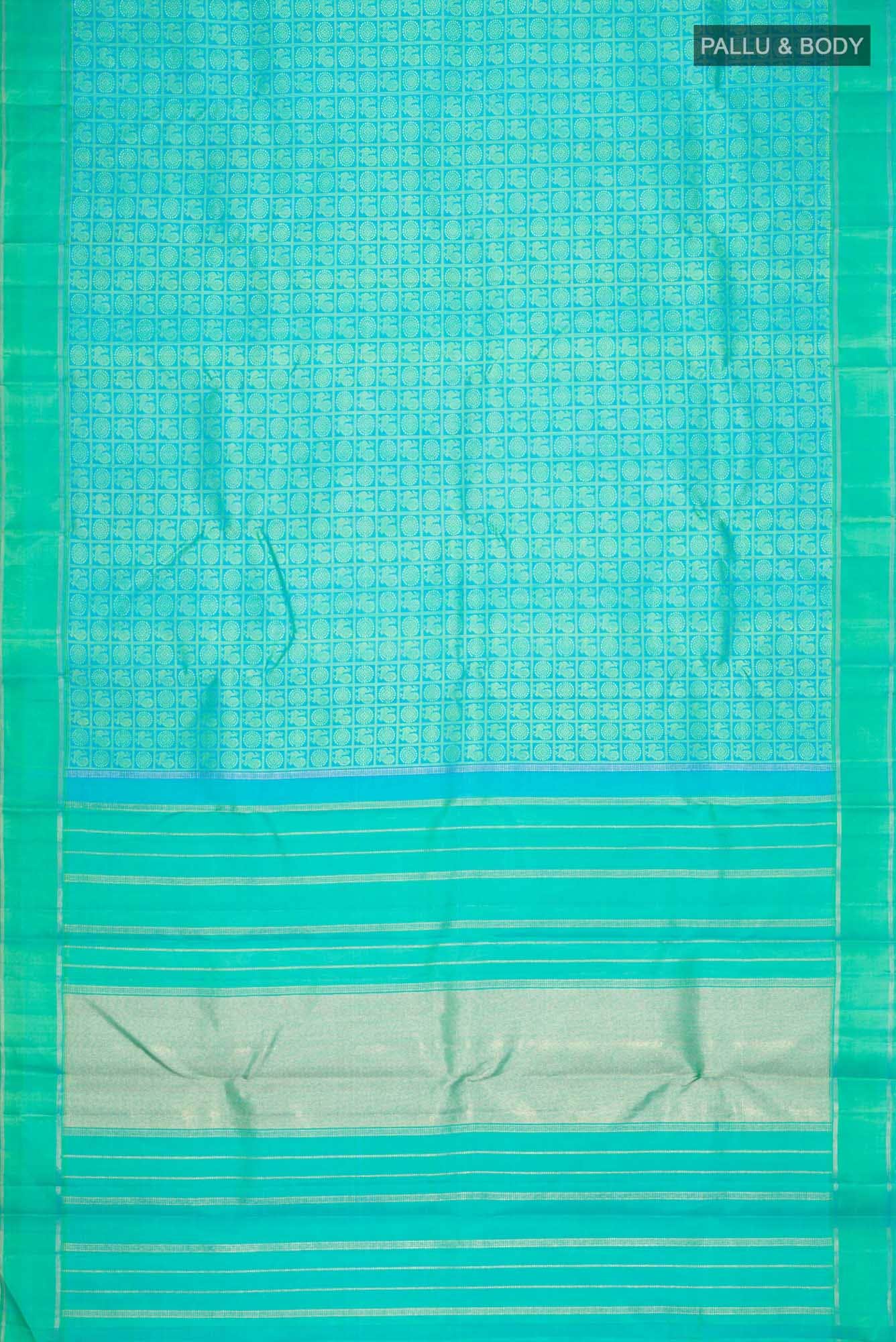 Pure Silk Pure Zari Blue Kanchipuram Saree