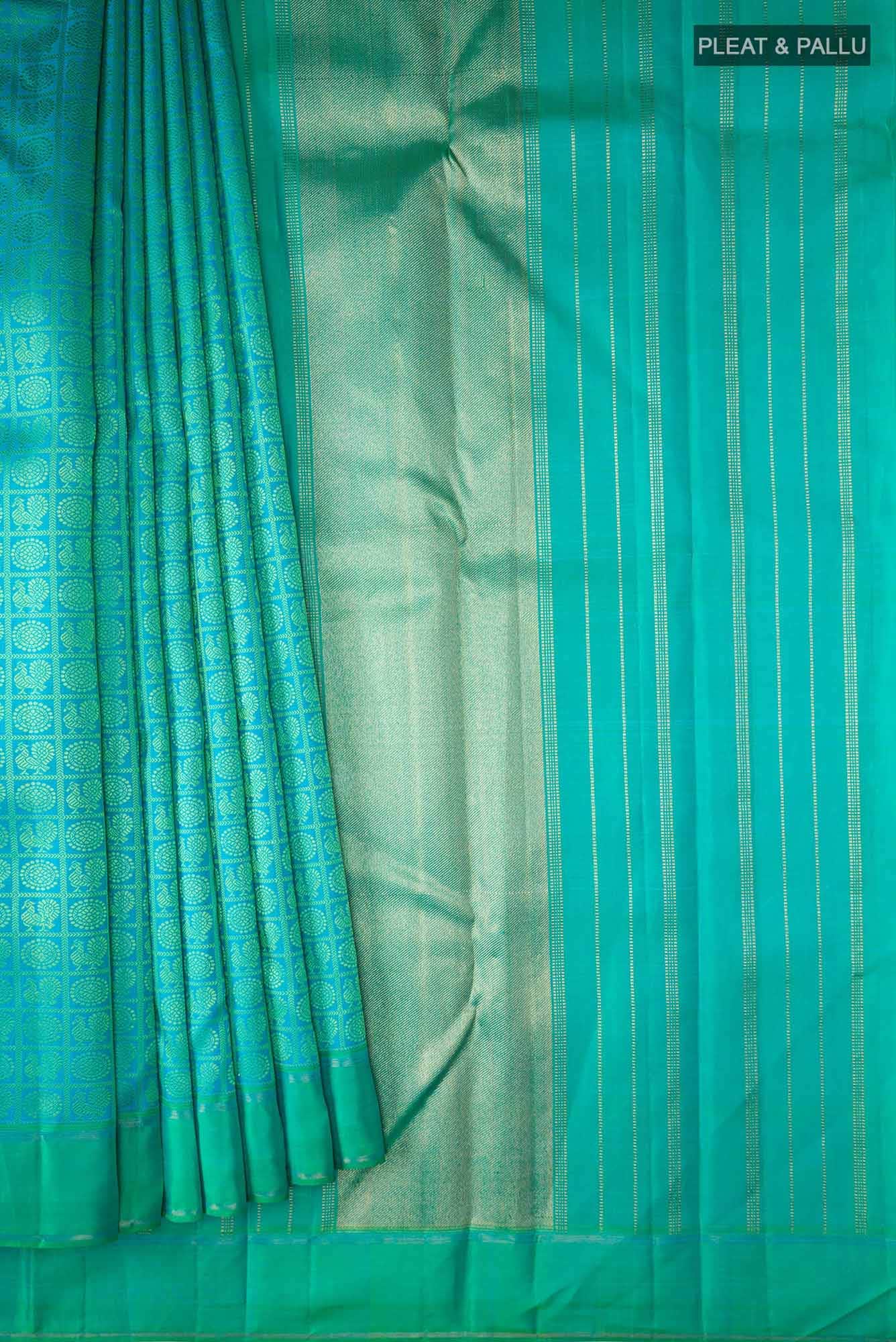 Pure Silk Pure Zari Blue Kanchipuram Saree