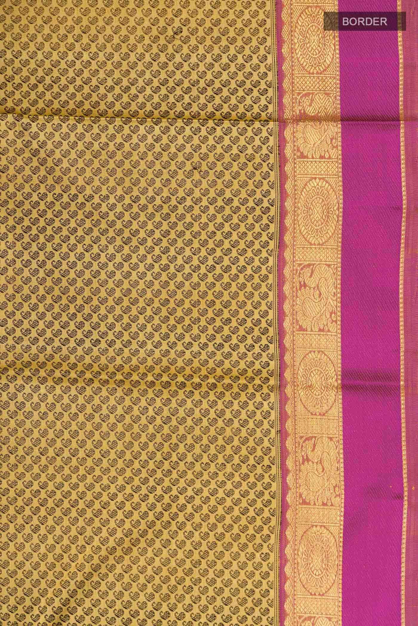 Pure Silk Pure Zari Yellow Kanchipuram Saree