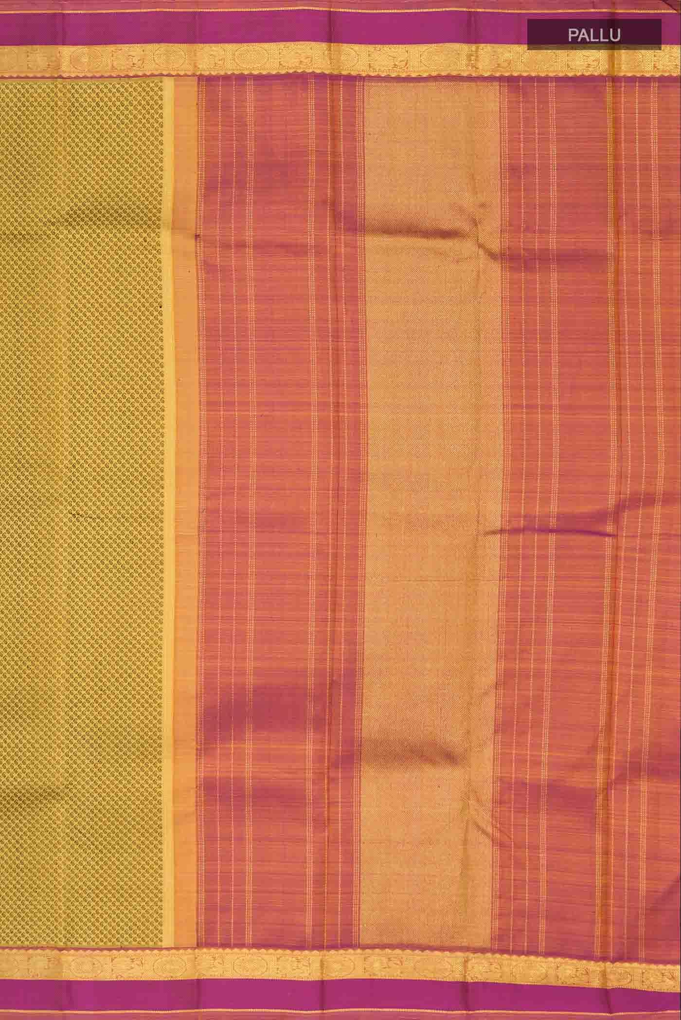 Pure Silk Pure Zari Yellow Kanchipuram Saree