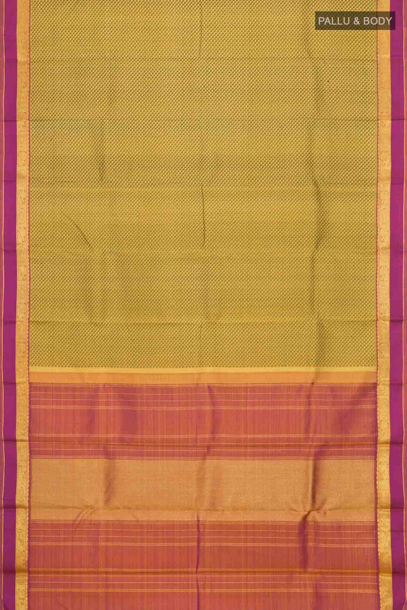 Pure Silk Pure Zari Yellow Kanchipuram Saree