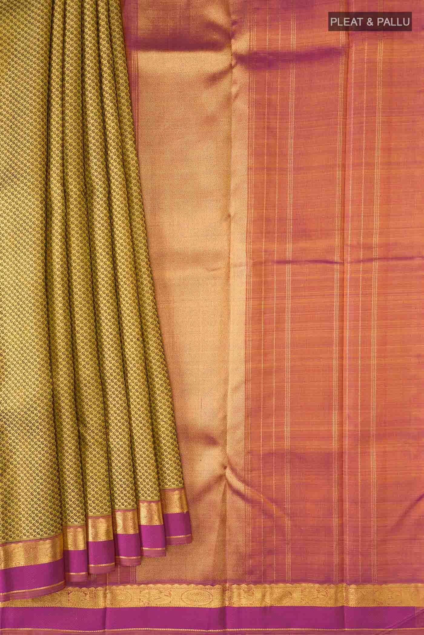 Pure Silk Pure Zari Yellow Kanchipuram Saree