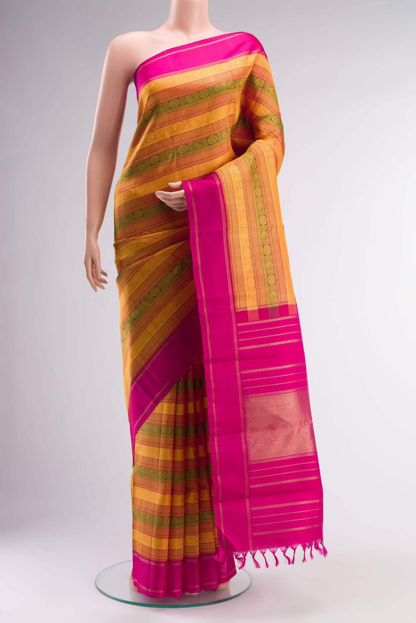 Pure Silk Pure Zari Multi Kanchipuram Saree