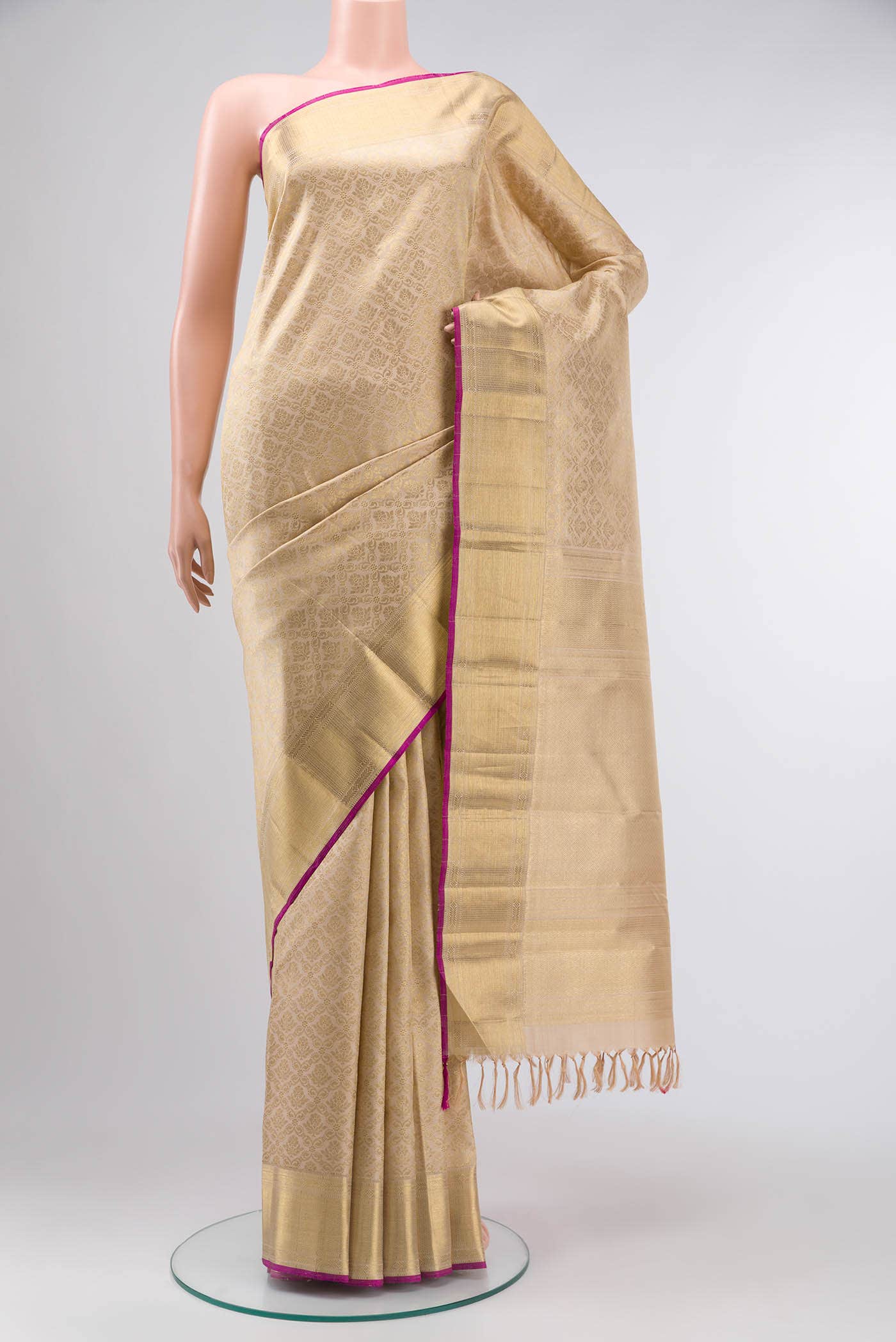Beige Kanchipuram Silk Saree