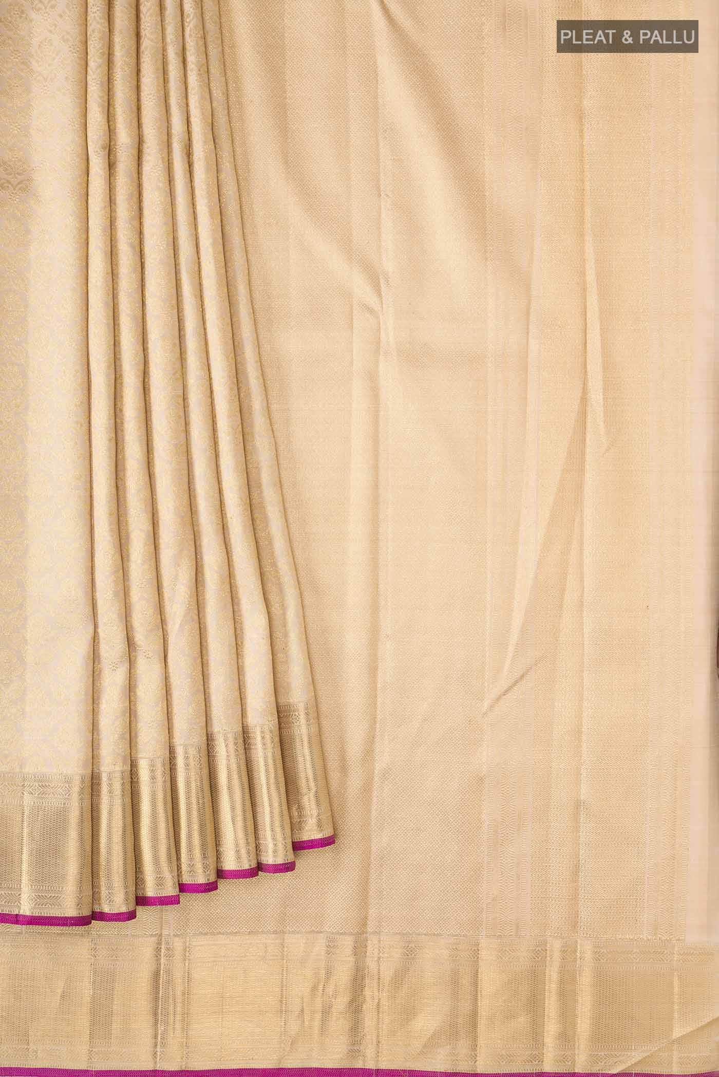 Beige Kanchipuram Silk Saree