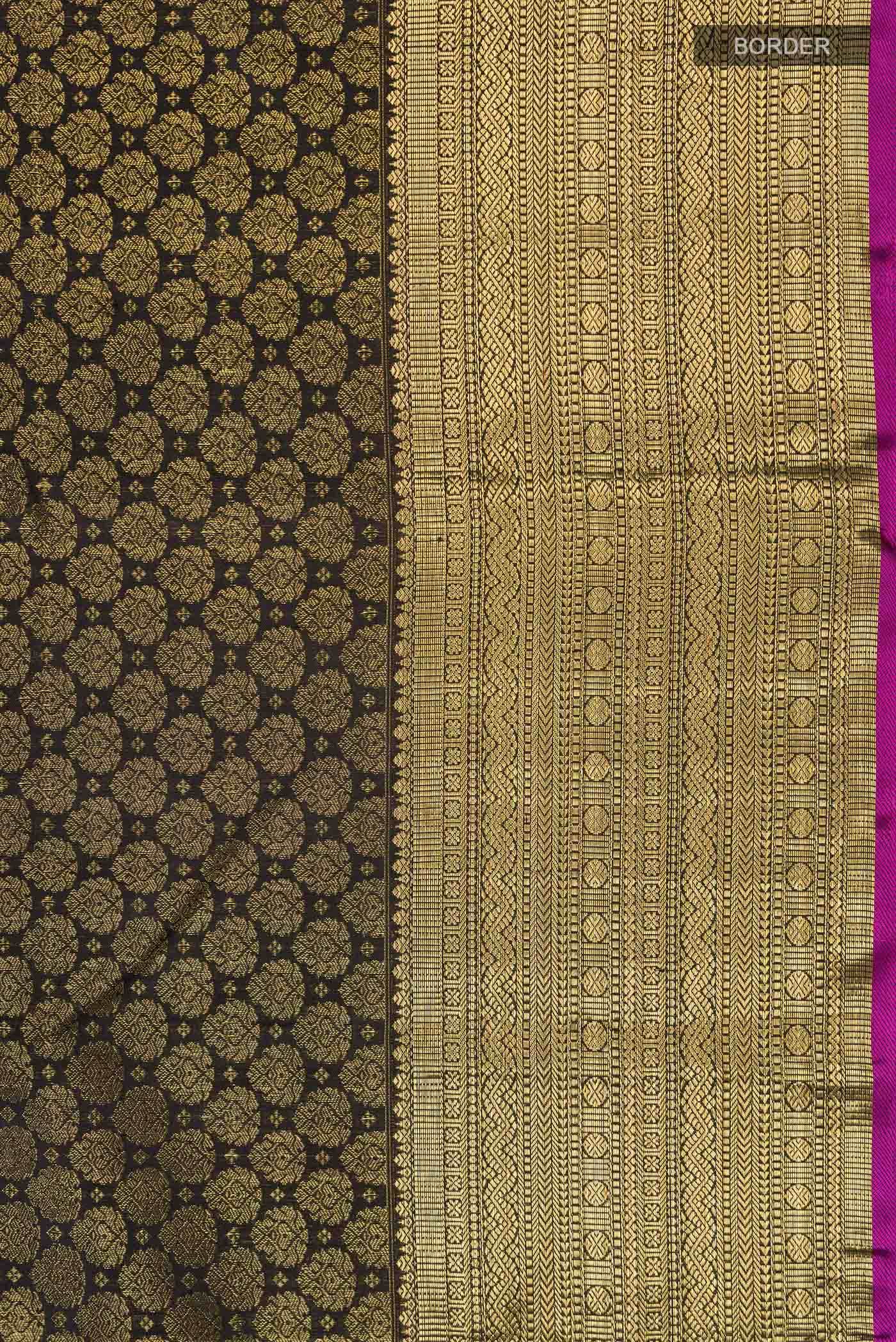 Pure Silk Pure Zari Black Kanchipuram Saree