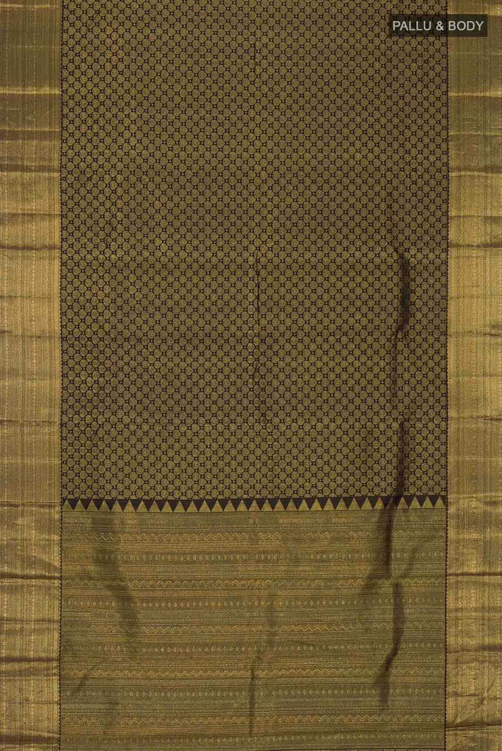 Pure Silk Pure Zari Black Kanchipuram Saree