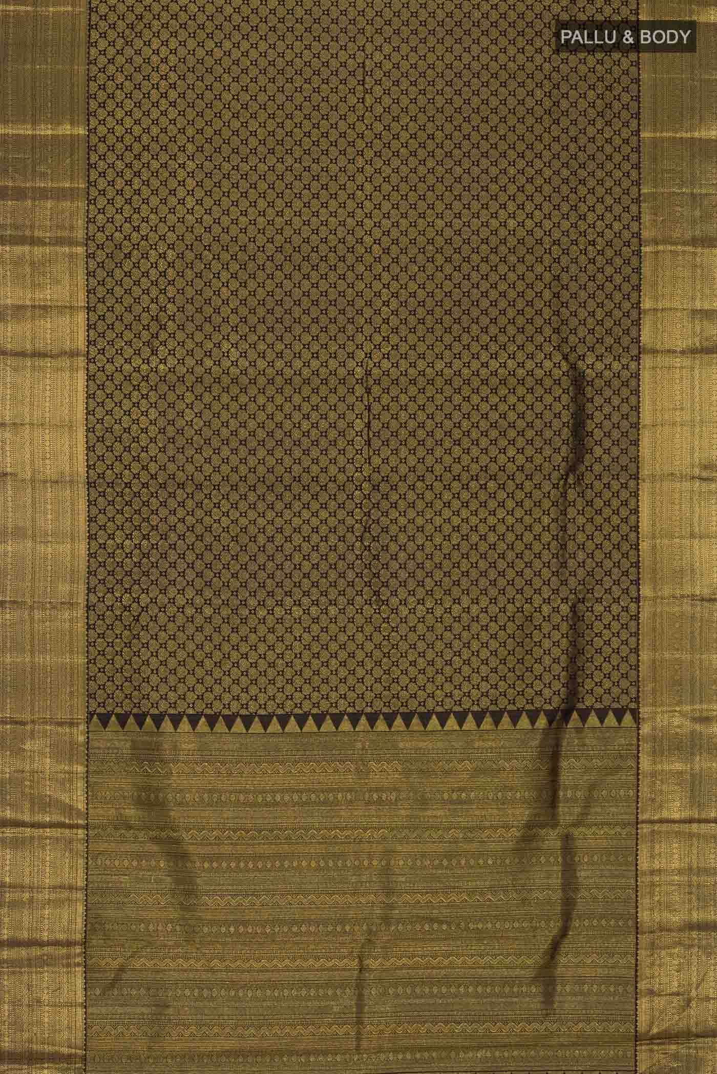 Pure Silk Pure Zari Black Kanchipuram Saree