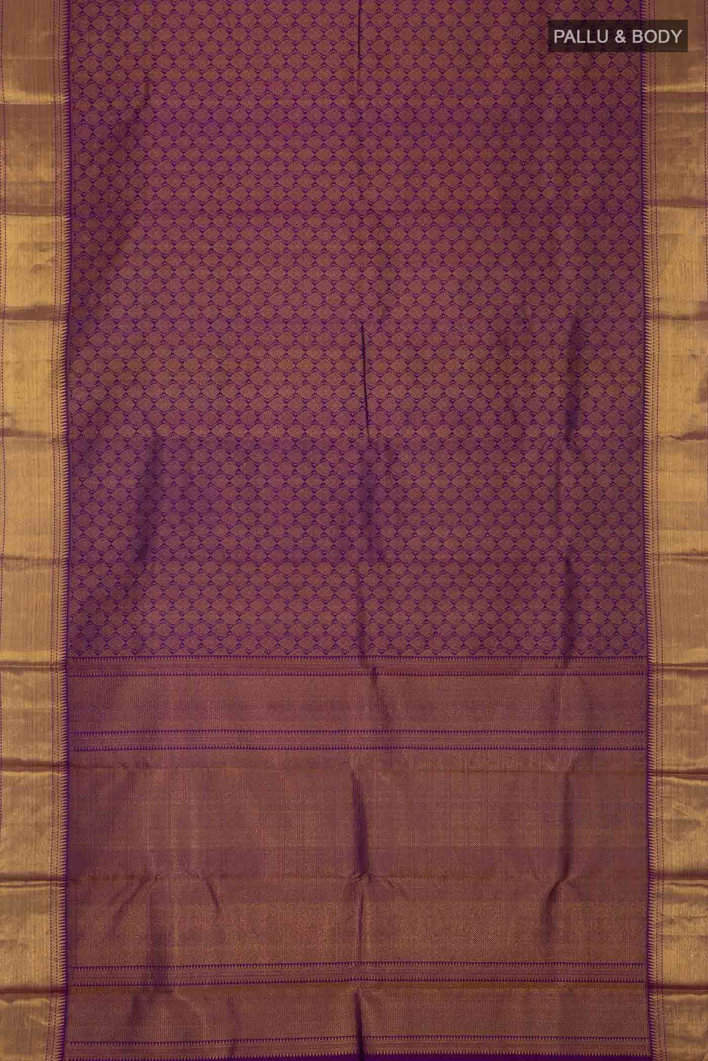 Pure Silk Pure Zari Violet Kanchipuram Saree