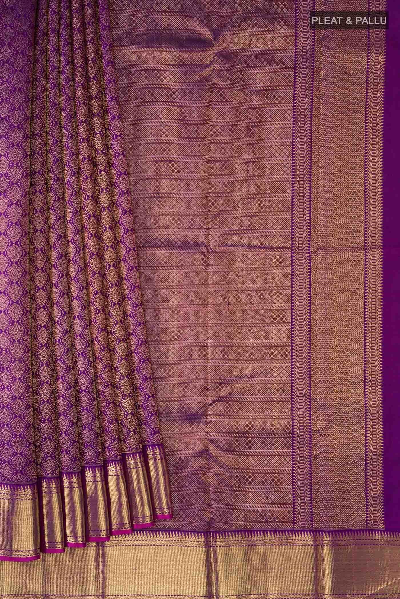 Pure Silk Pure Zari Violet Kanchipuram Saree