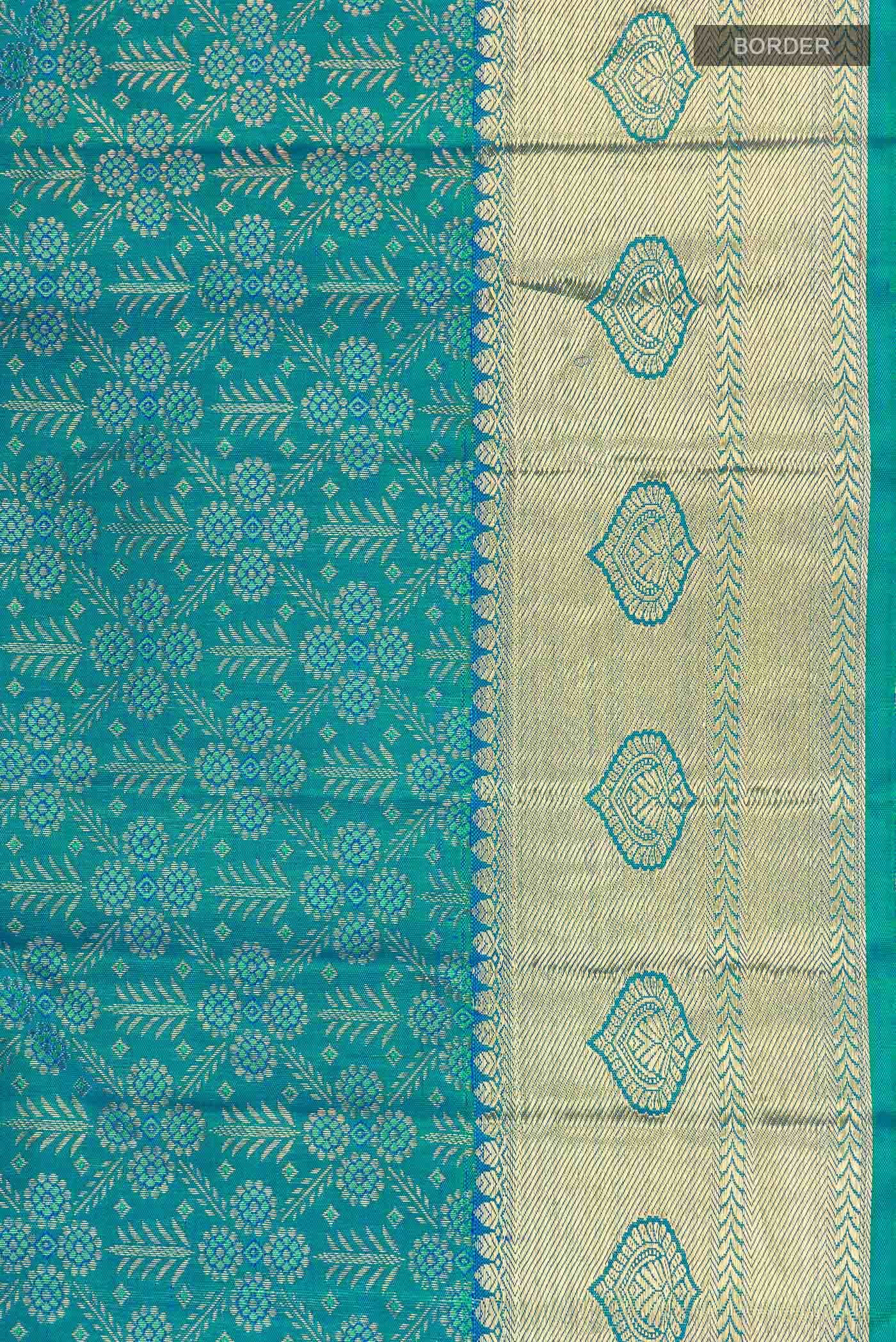 Pure Silk Pure Zari Blue Kanchipuram Saree