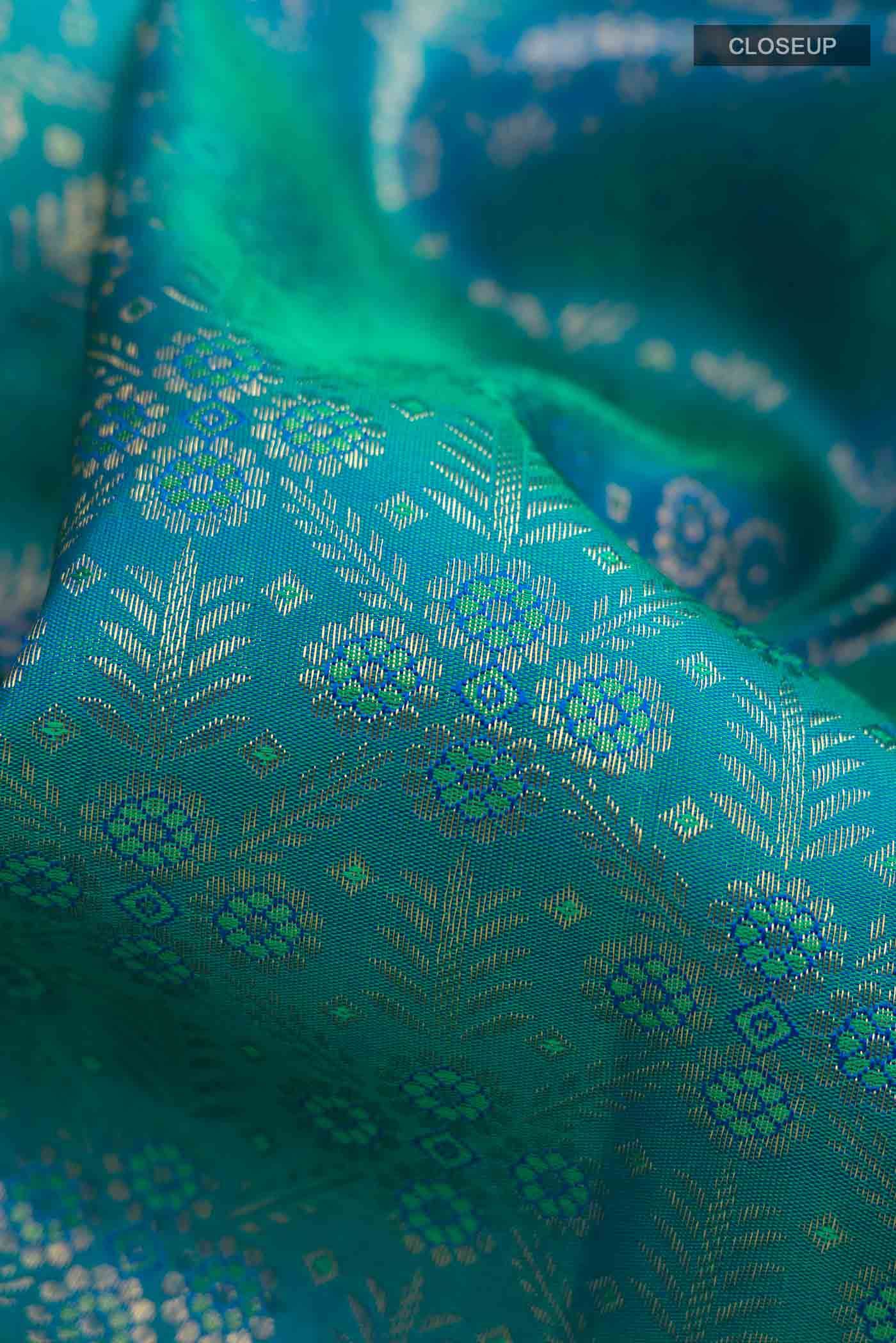 Pure Silk Pure Zari Blue Kanchipuram Saree