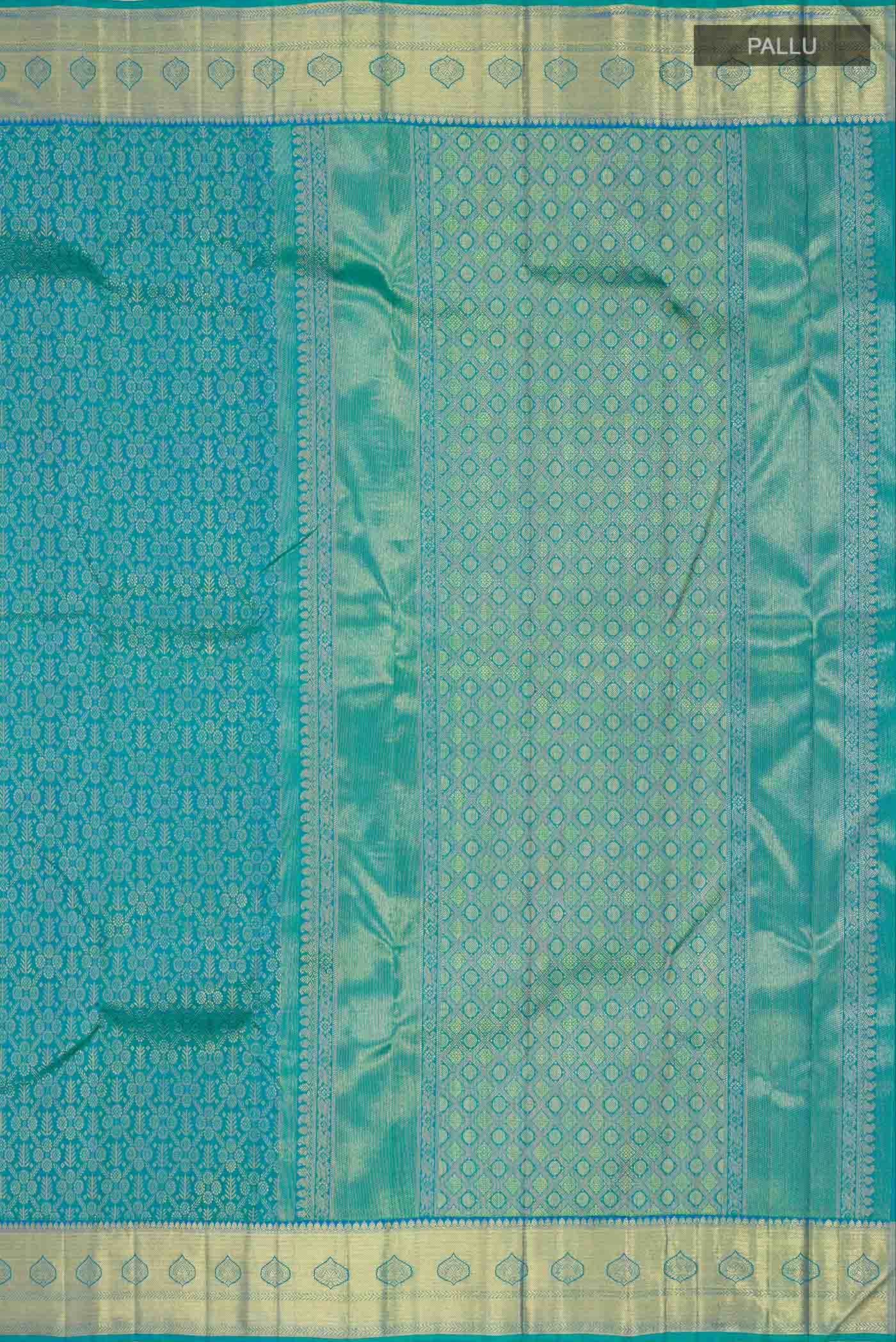 Pure Silk Pure Zari Blue Kanchipuram Saree