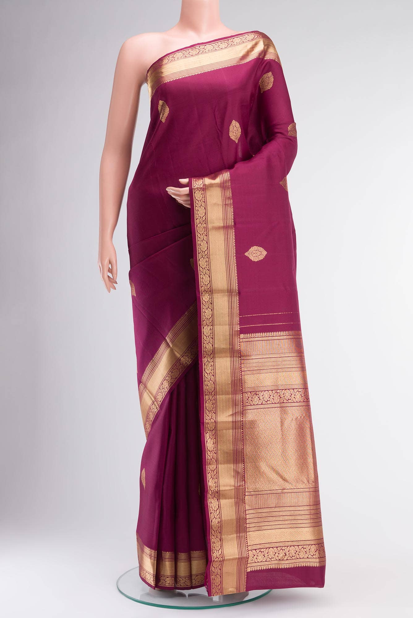 Burgundy Kanchipuram Silk Saree