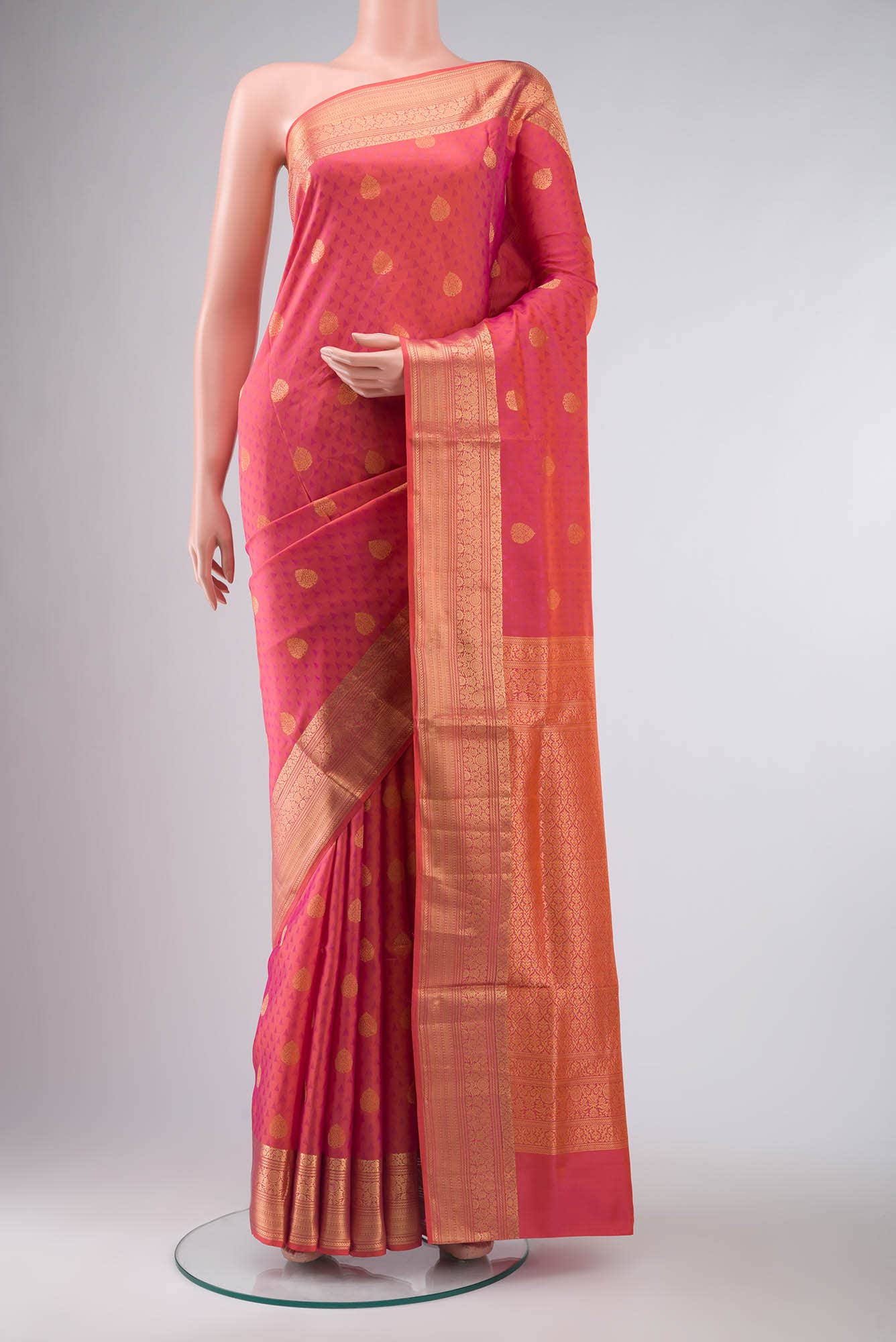 Orange with Pink Dual Tone Soft Silk Saree