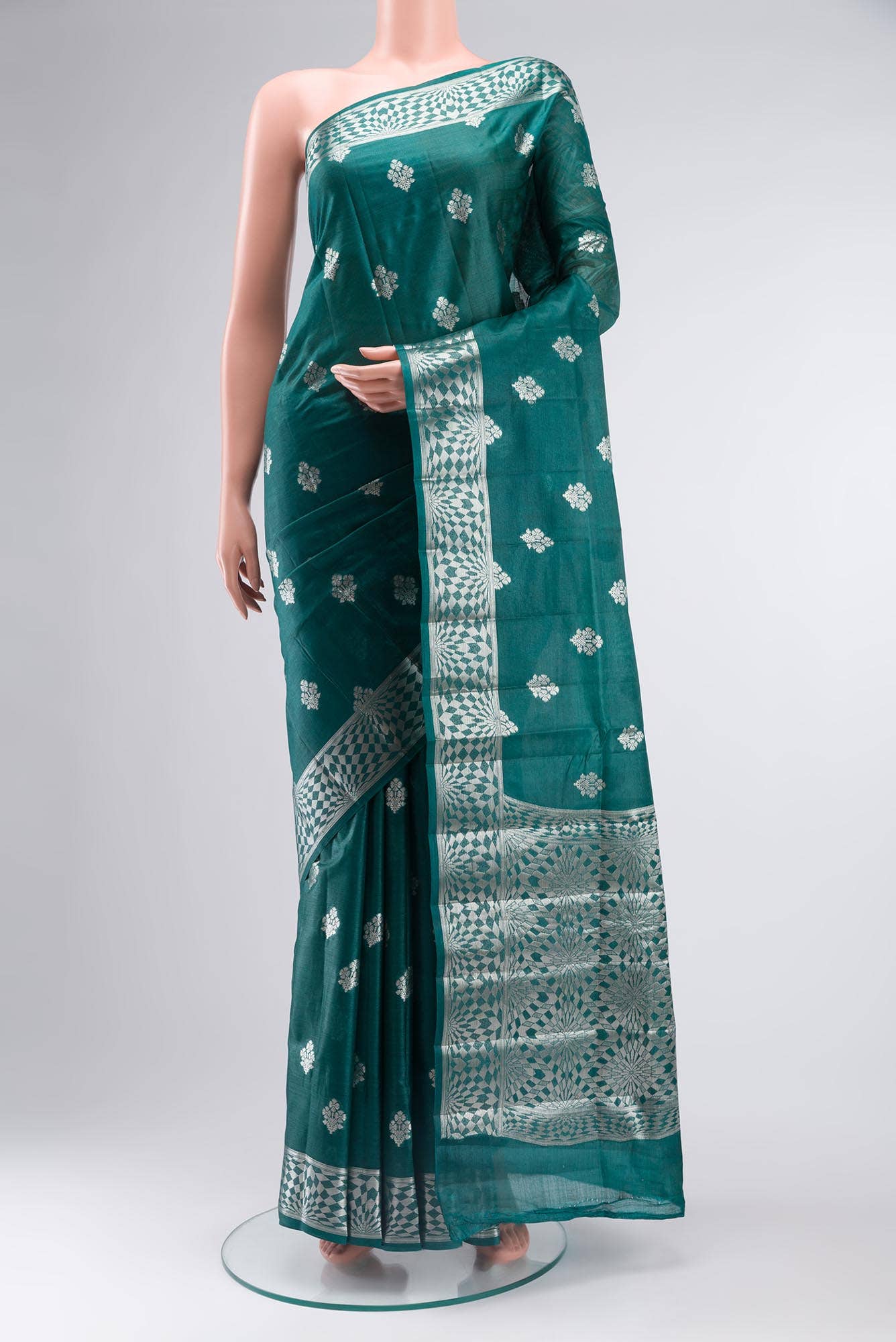 Green Banarasi Tussar Silk Saree