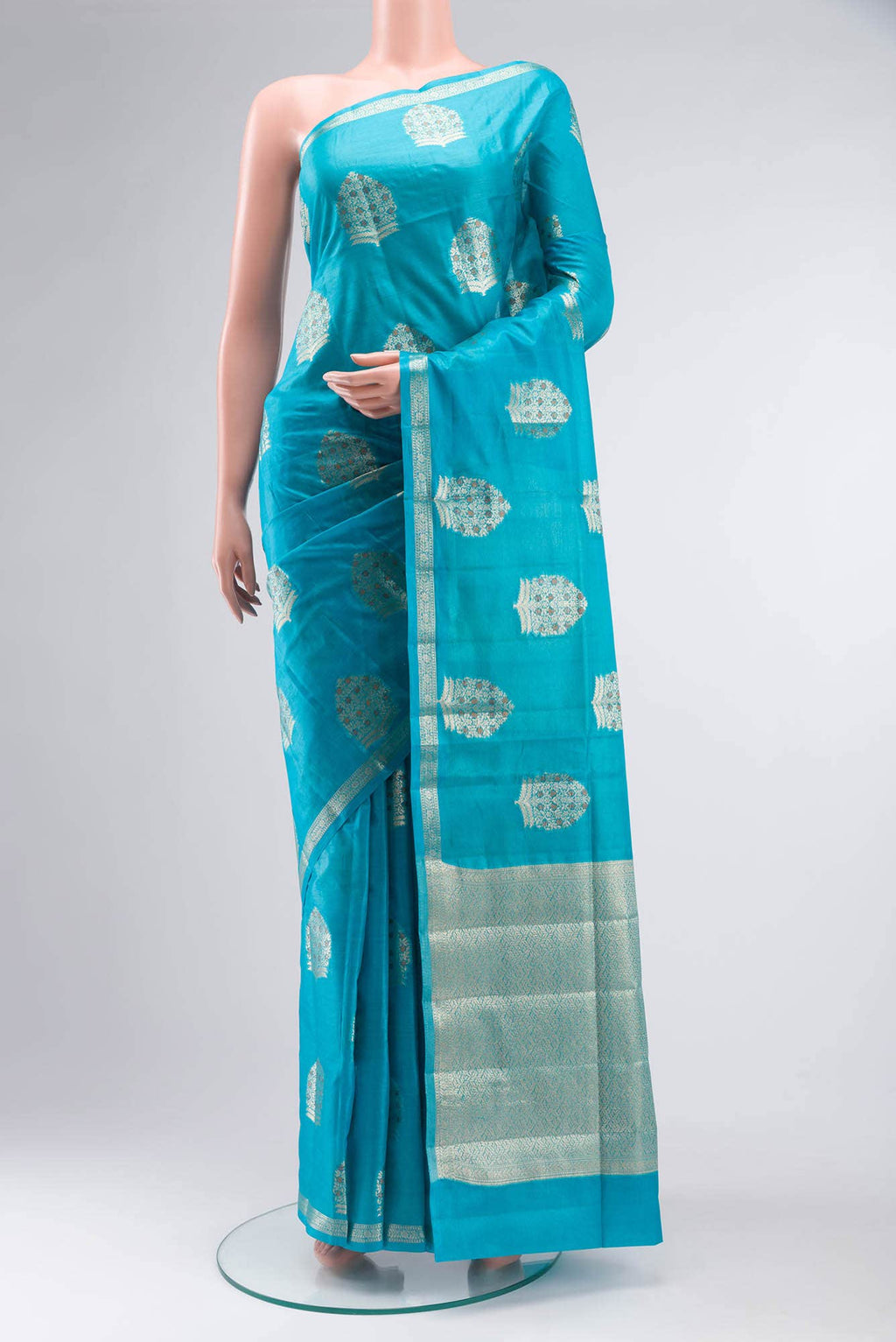 Blue Banarasi Tussar Silk Saree