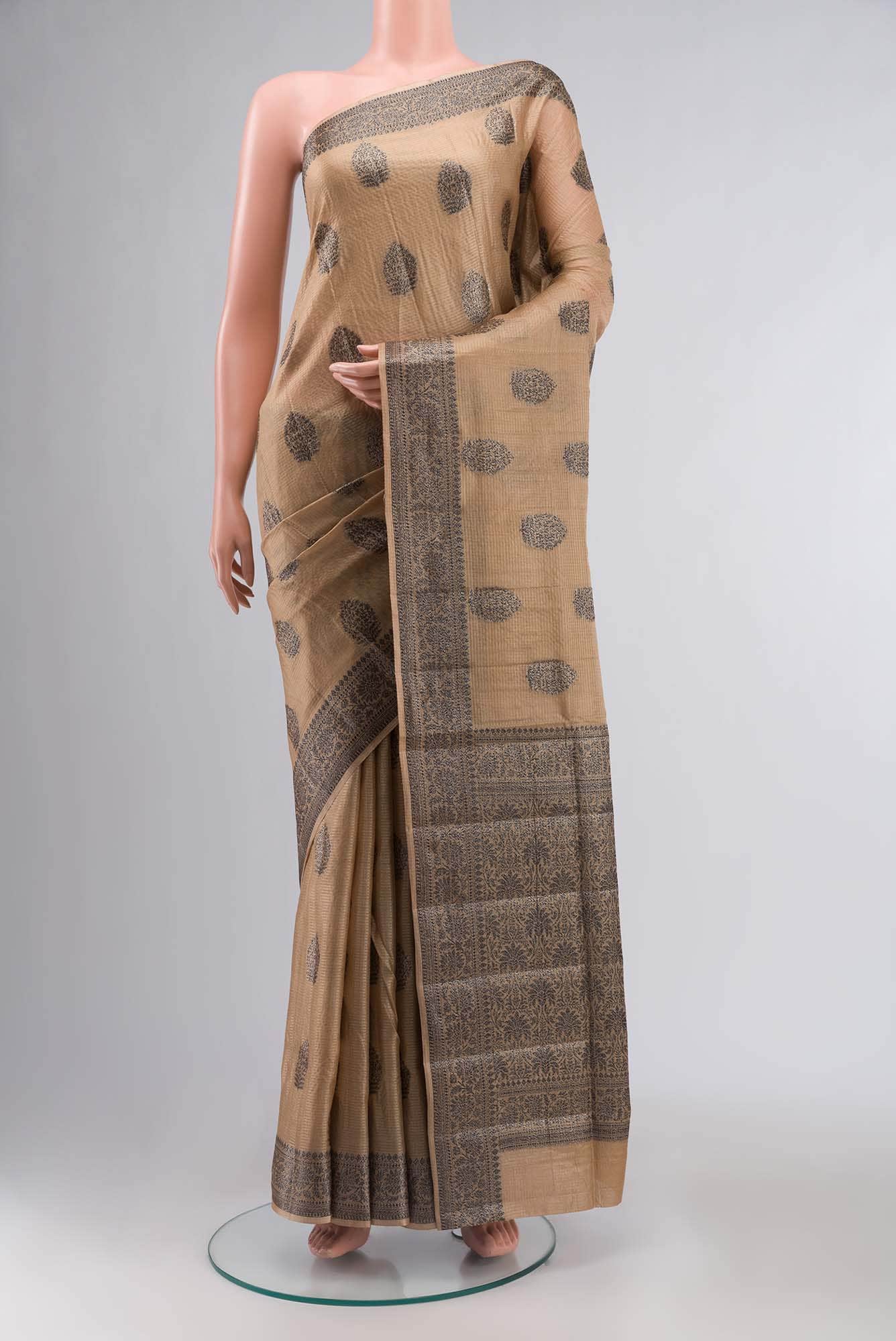 Beige Banarasi Tussar Silk Saree