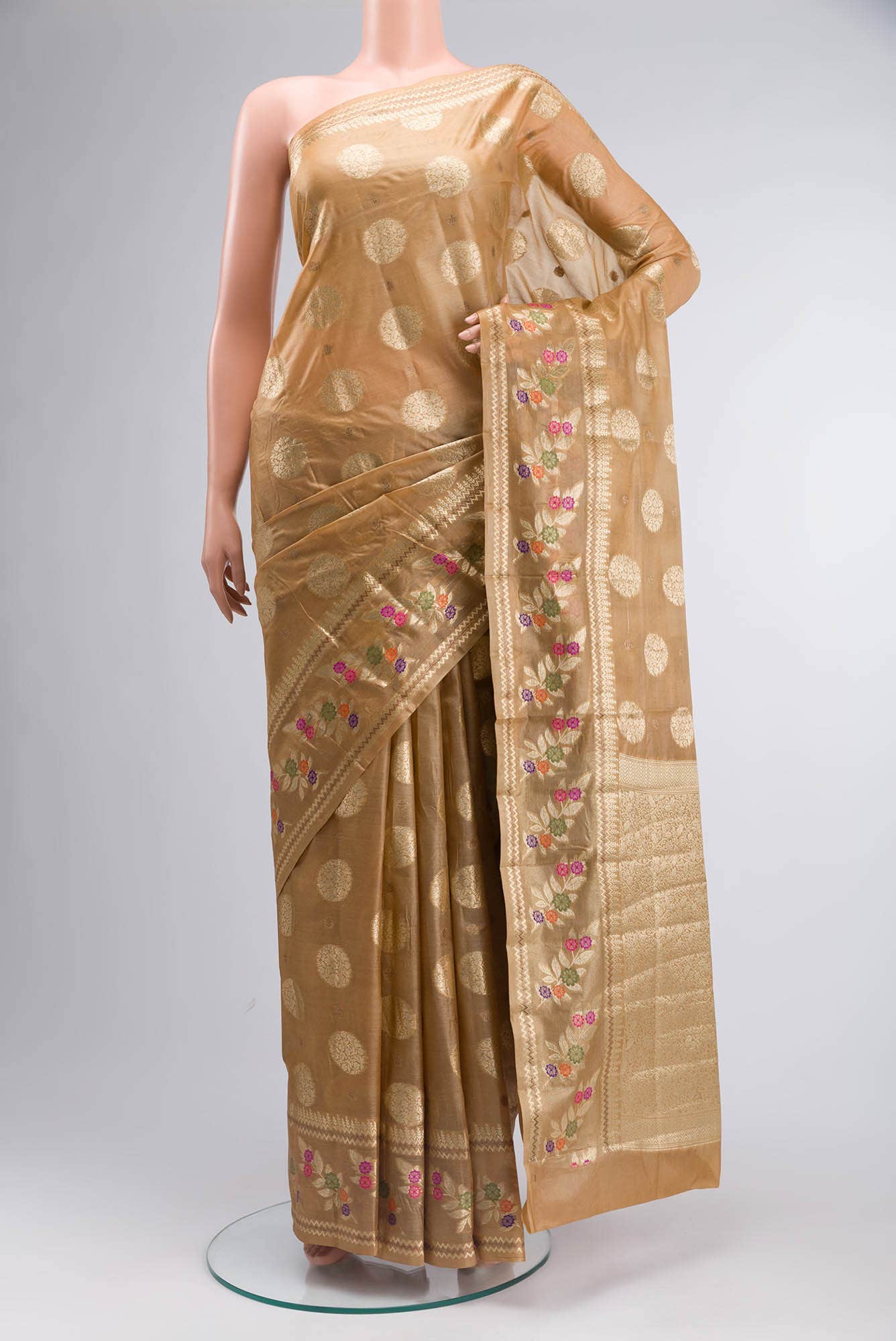 Gold Banarasi Tussar Silk Saree