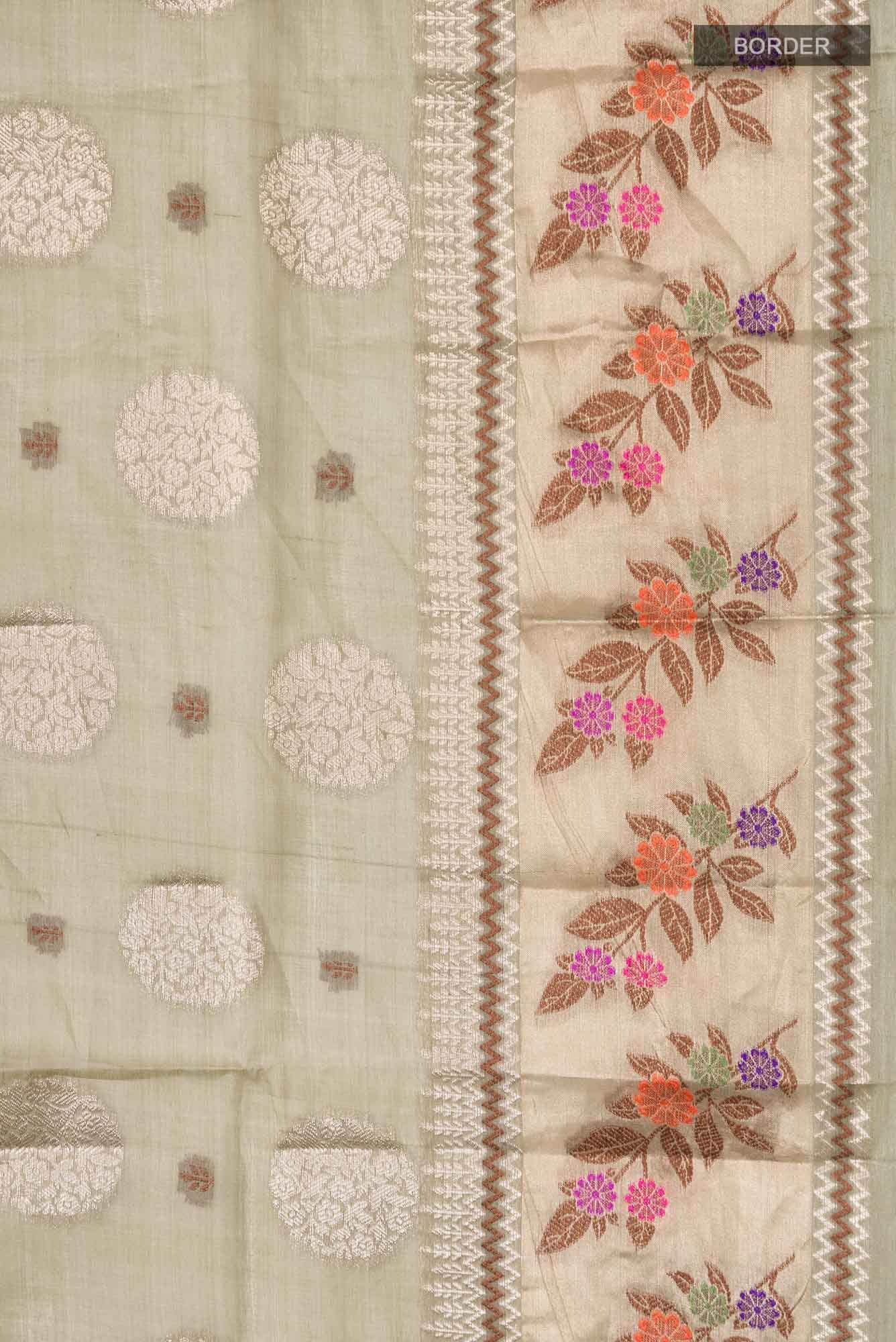 Beige Banarasi Raw Silk Saree