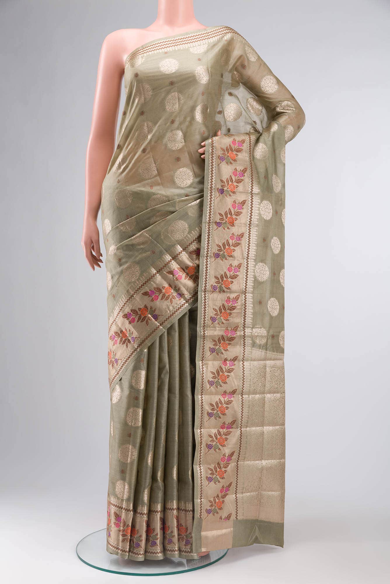 Beige Banarasi Raw Silk Saree