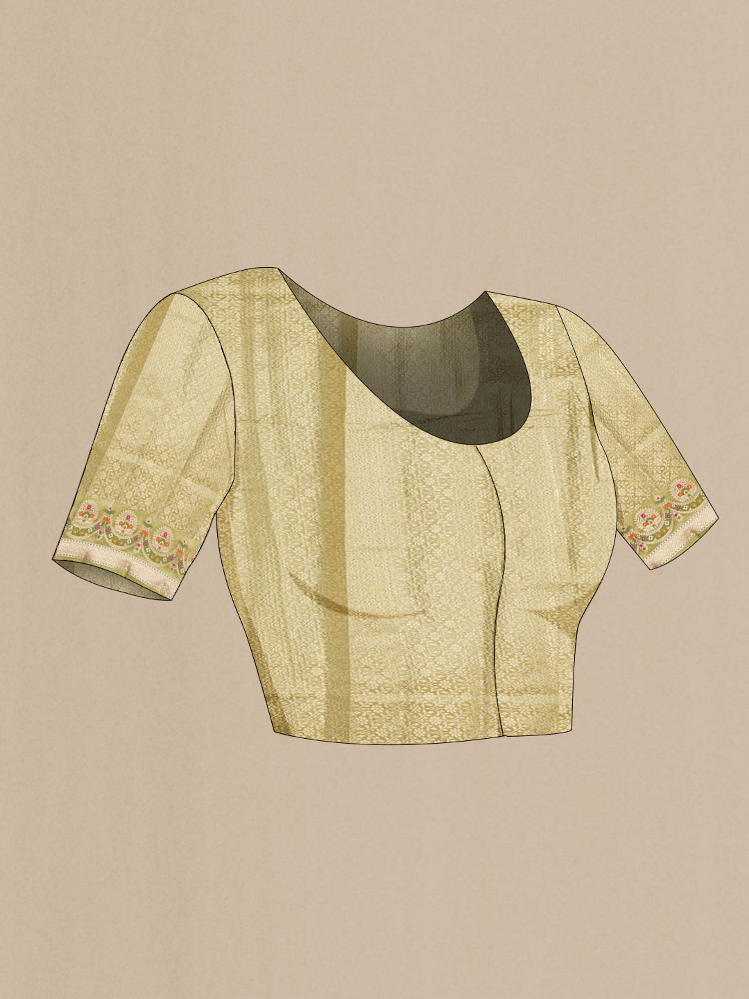 Beige Banarasi Tussar Silk Saree