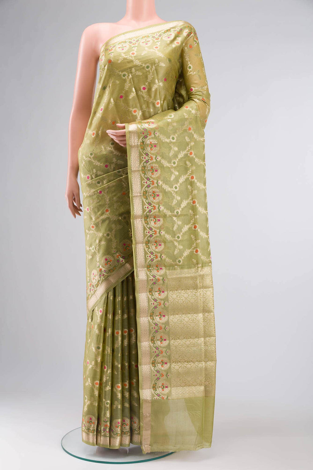 Beige Banarasi Tussar Silk Saree