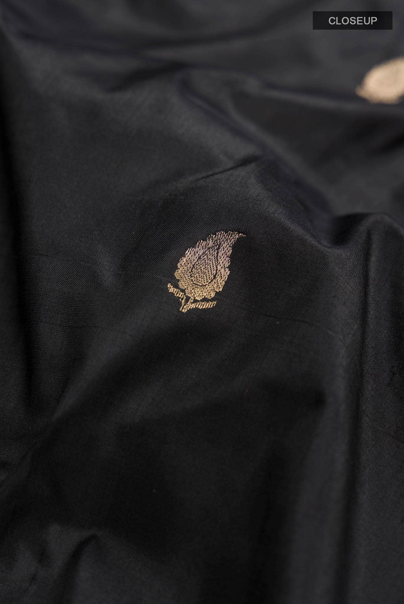 Black Banarasi Katan Silk Saree