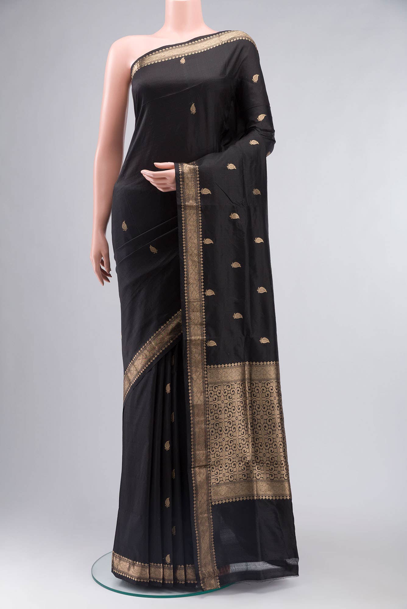 Black Banarasi Katan Silk Saree