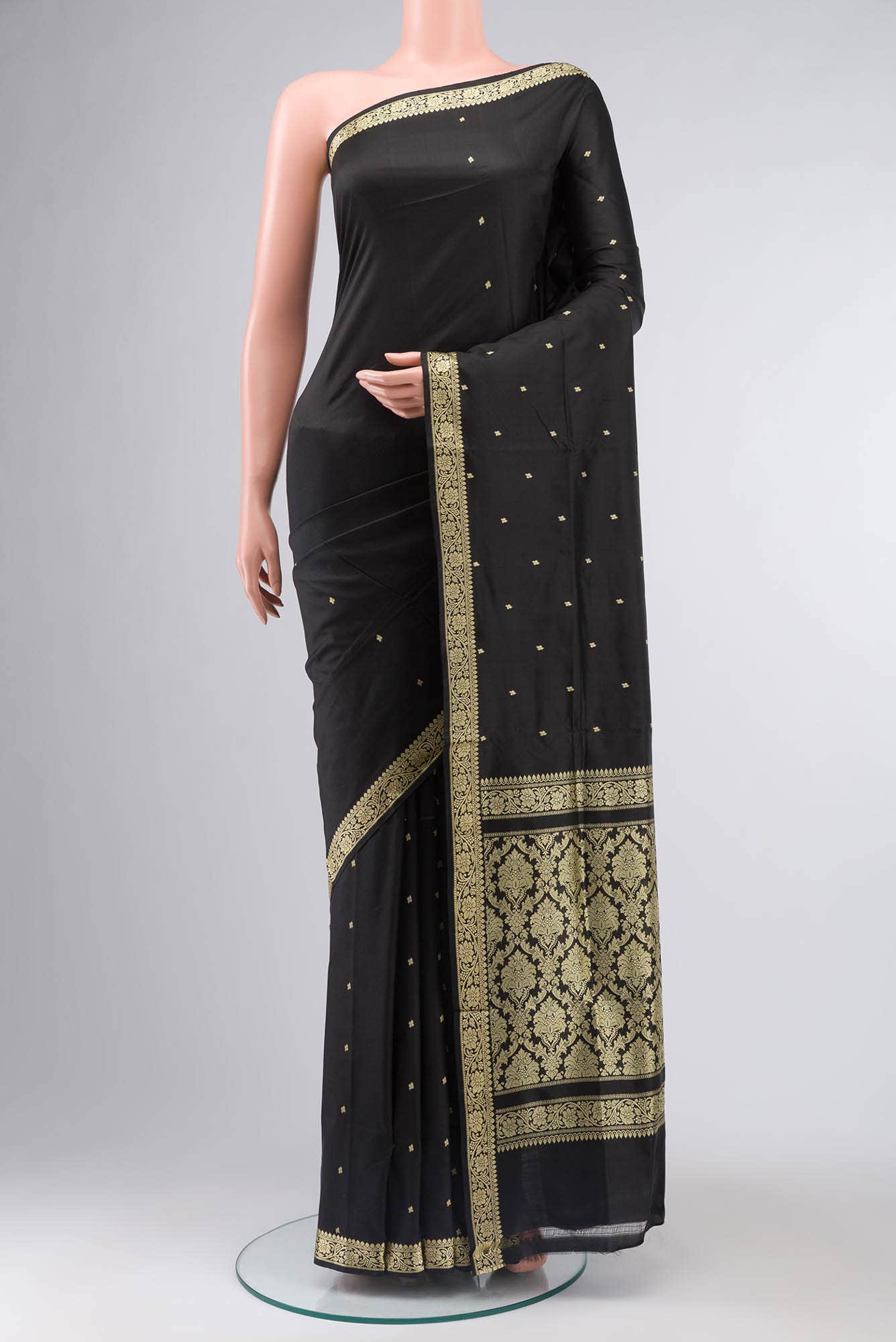 Black Banarasi Katan Silk Saree