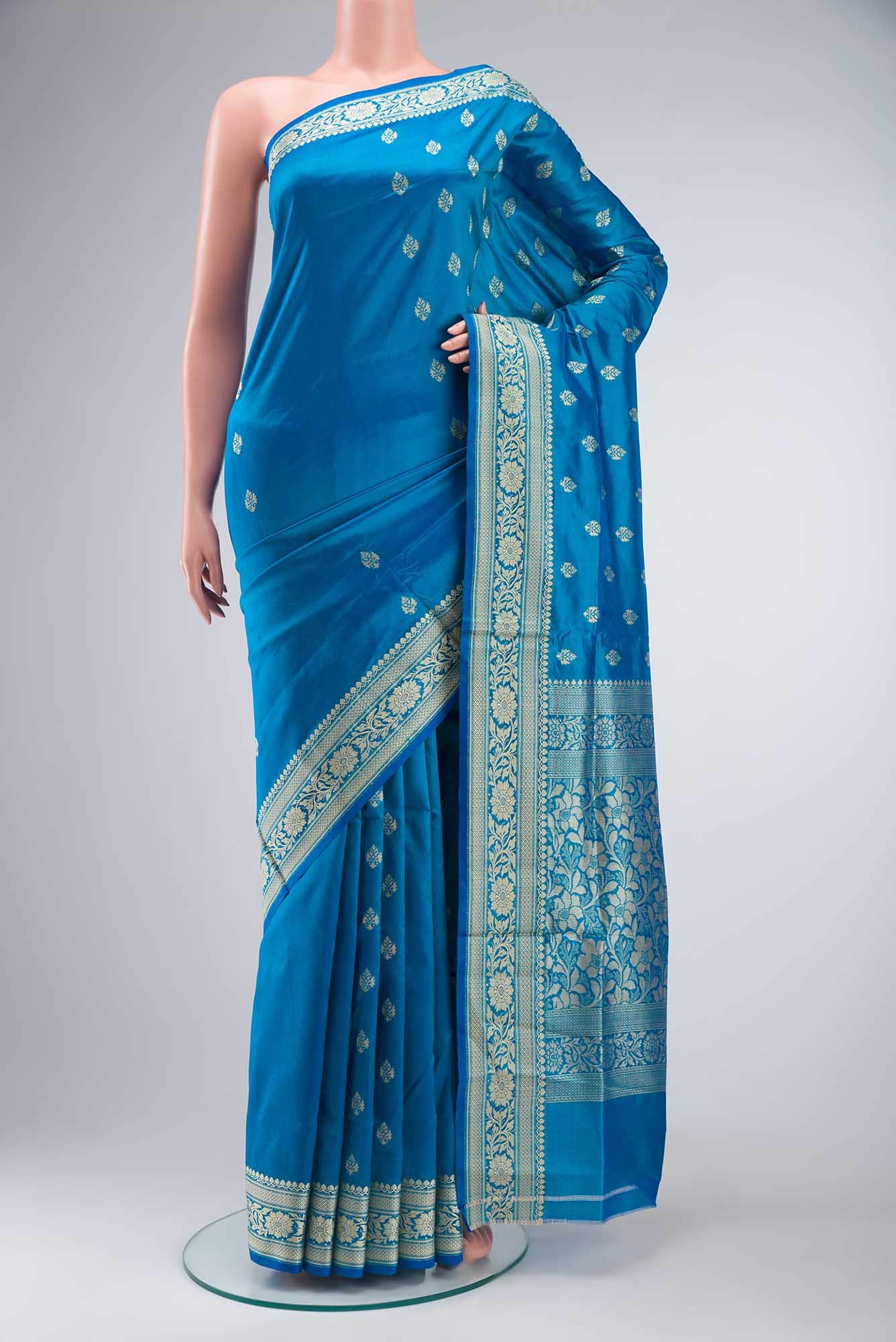 Blue Banarasi Katan Silk Saree