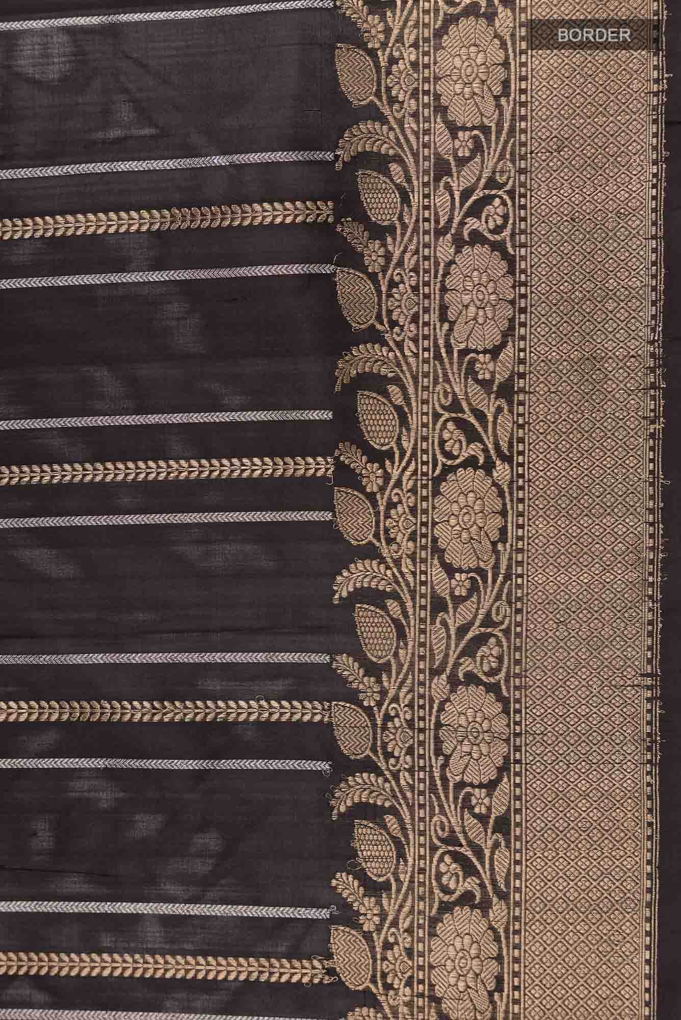 Black Banarasi Katan Silk Saree